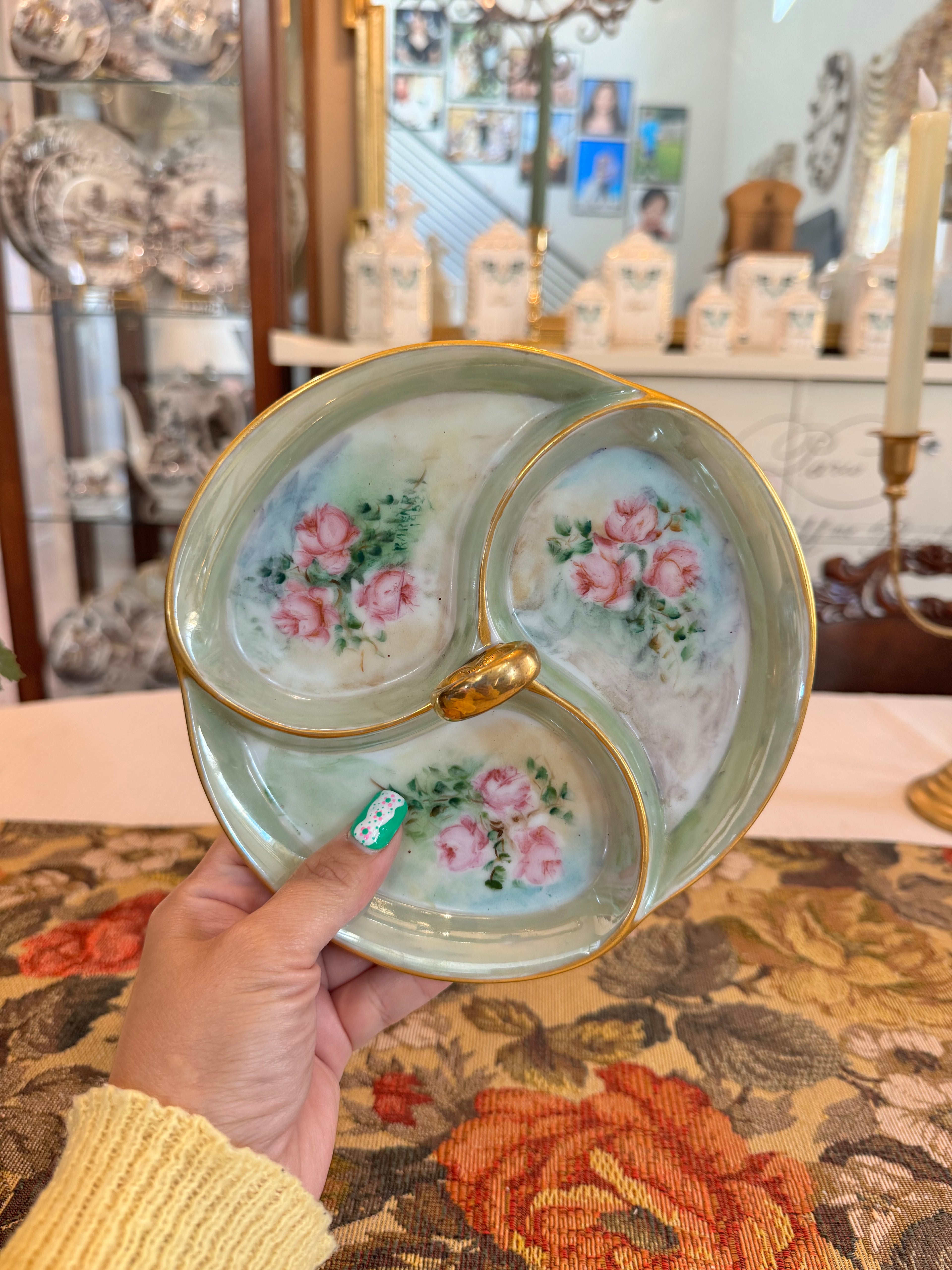 Decorative porcelain relish dish
