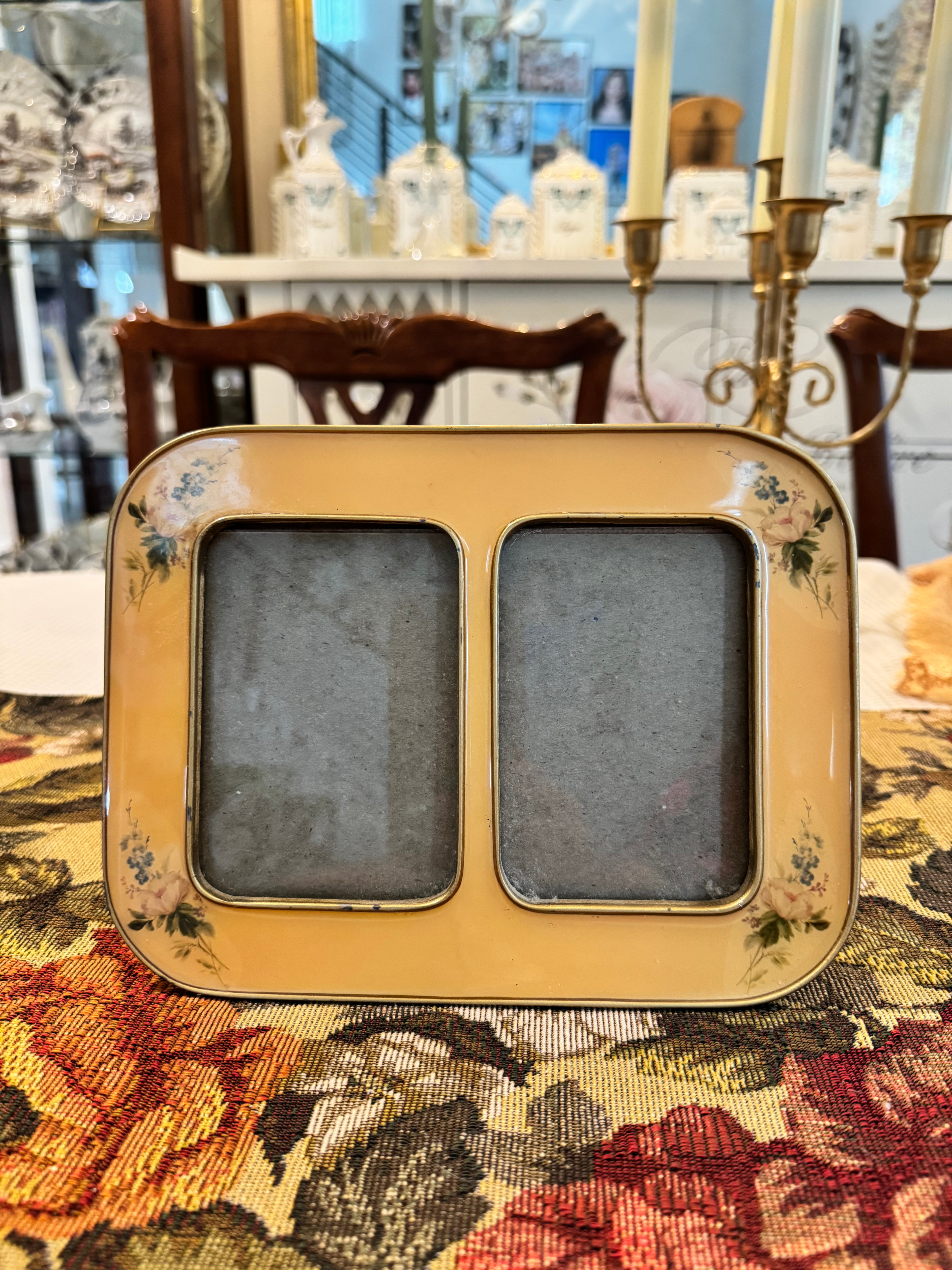 Vintage "The Bucklers" floral butterscotch enamel