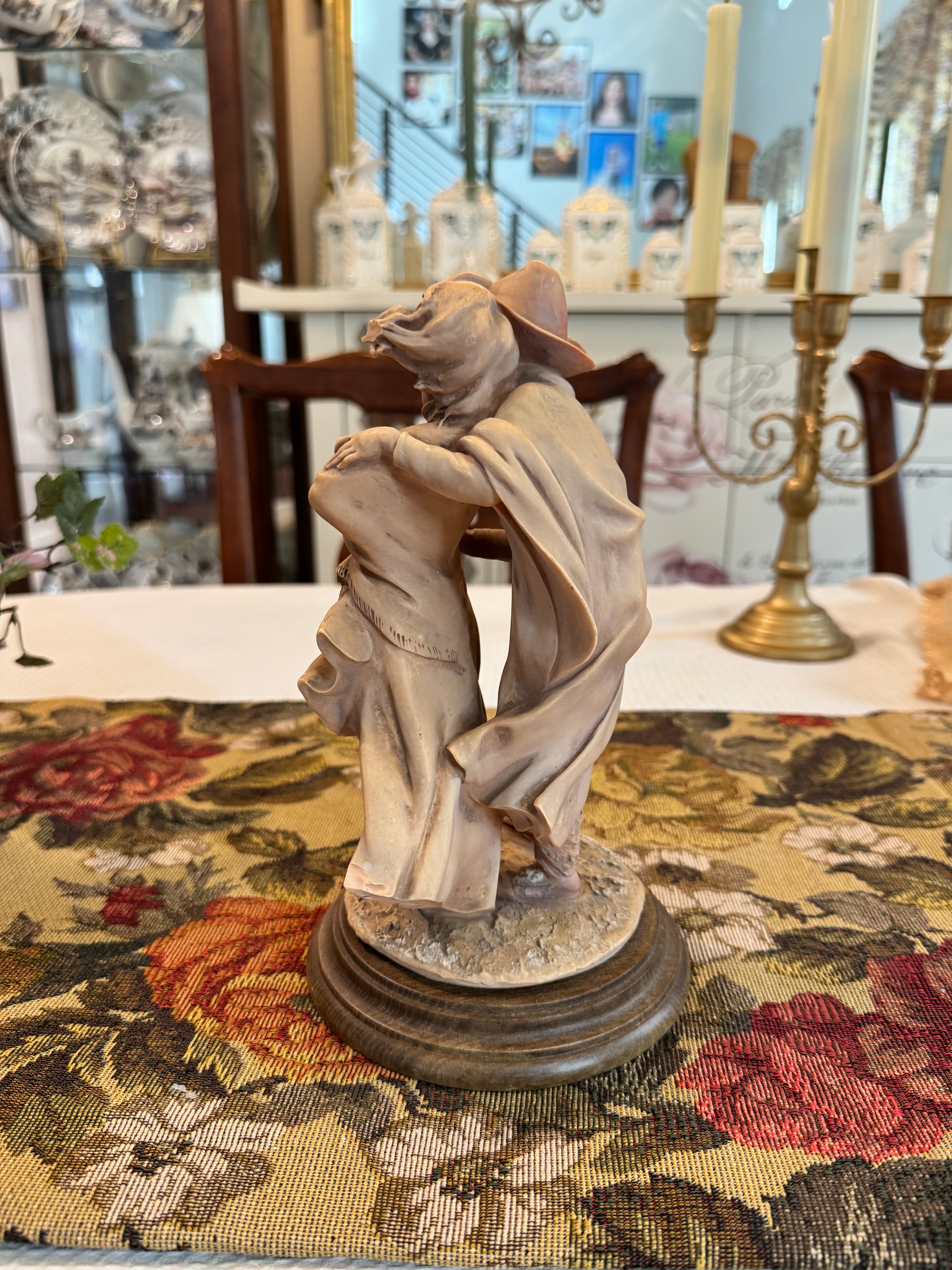 Vintage Giuseppe Armani "Boy and Girl with Lamb" sculpture, crafted in Florence, Italy