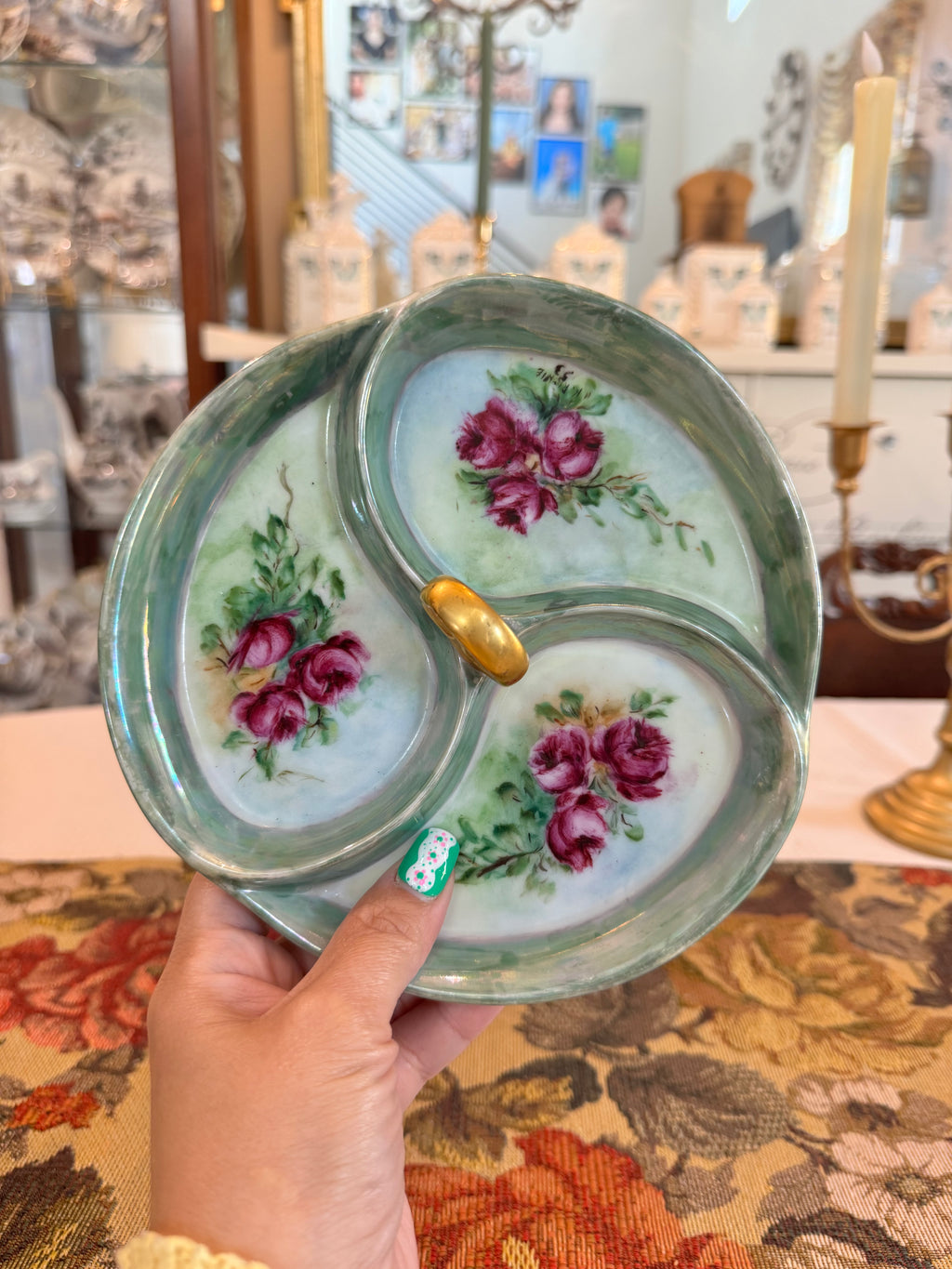 Decorative porcelain relish dish
