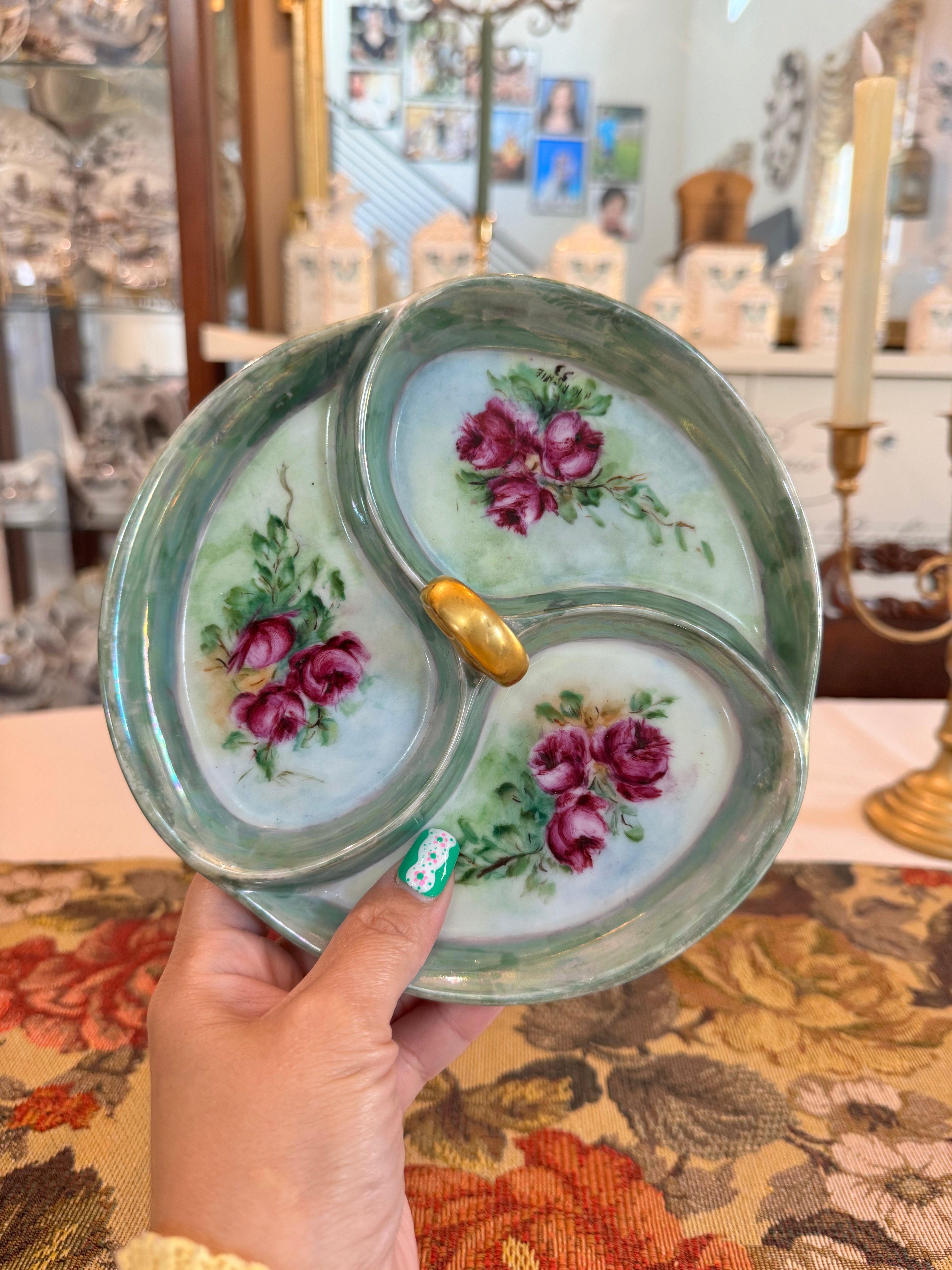 Decorative porcelain relish dish