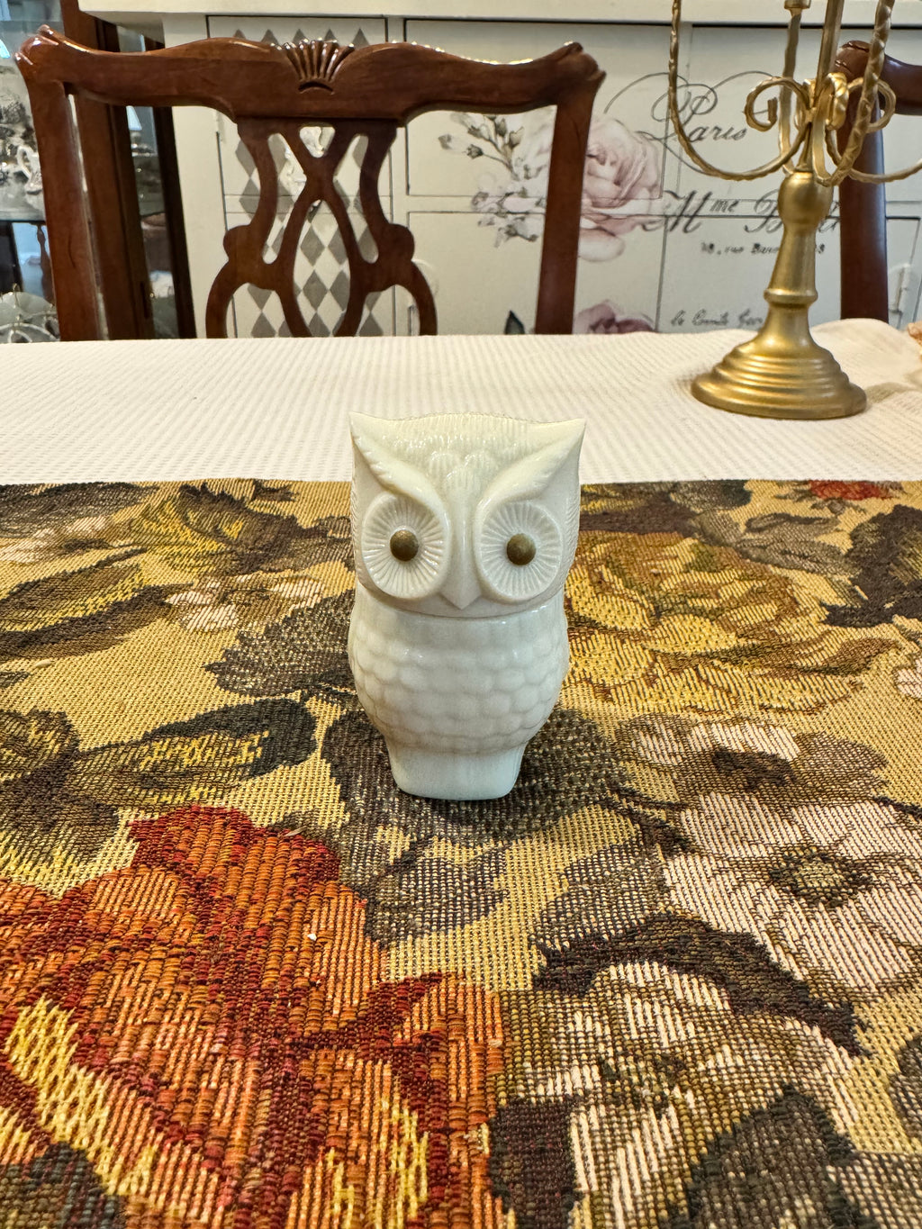 Vintage Avon owl cream sachet milk glass bottle