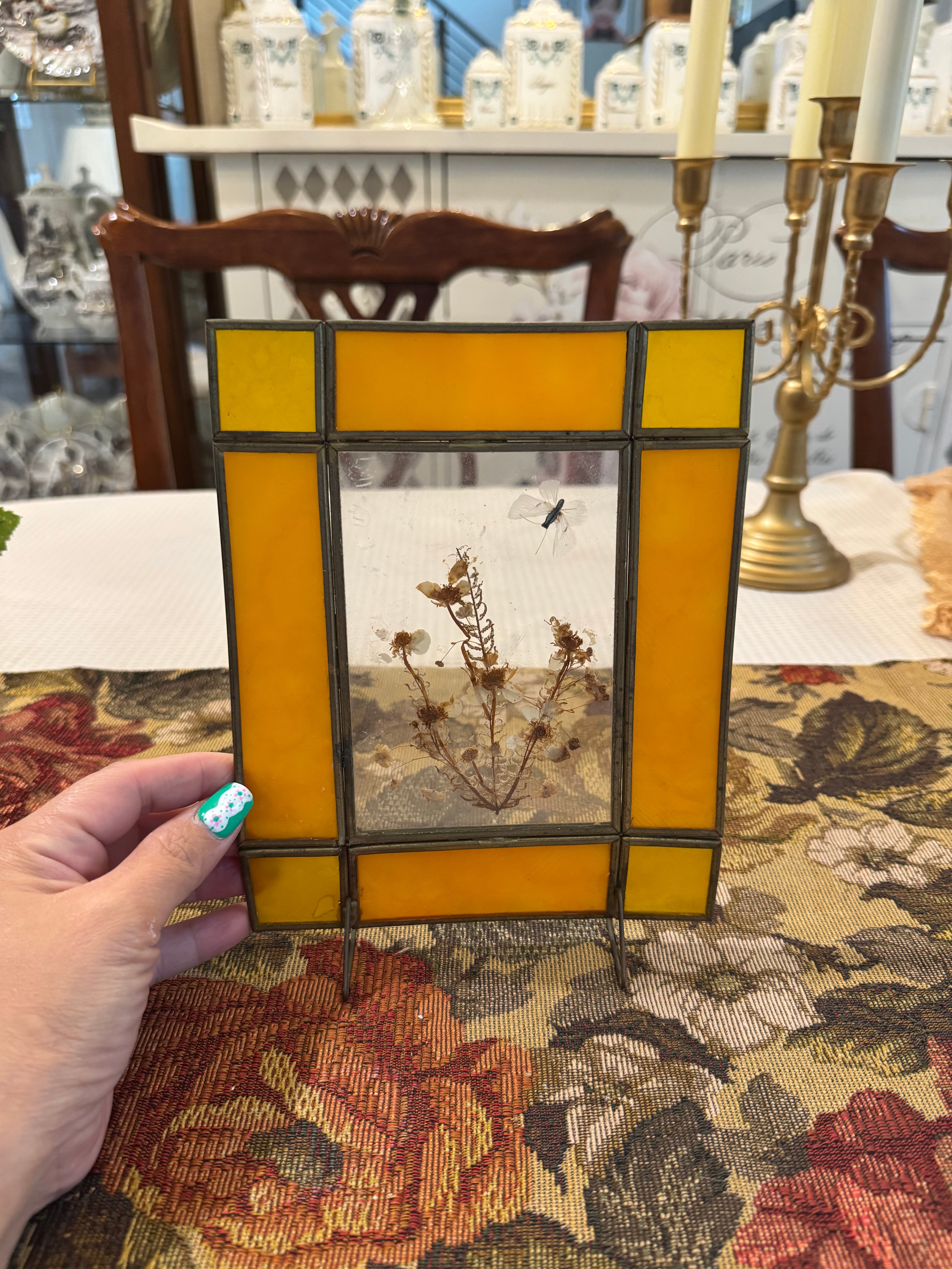 Vintage stained glass suncatcher