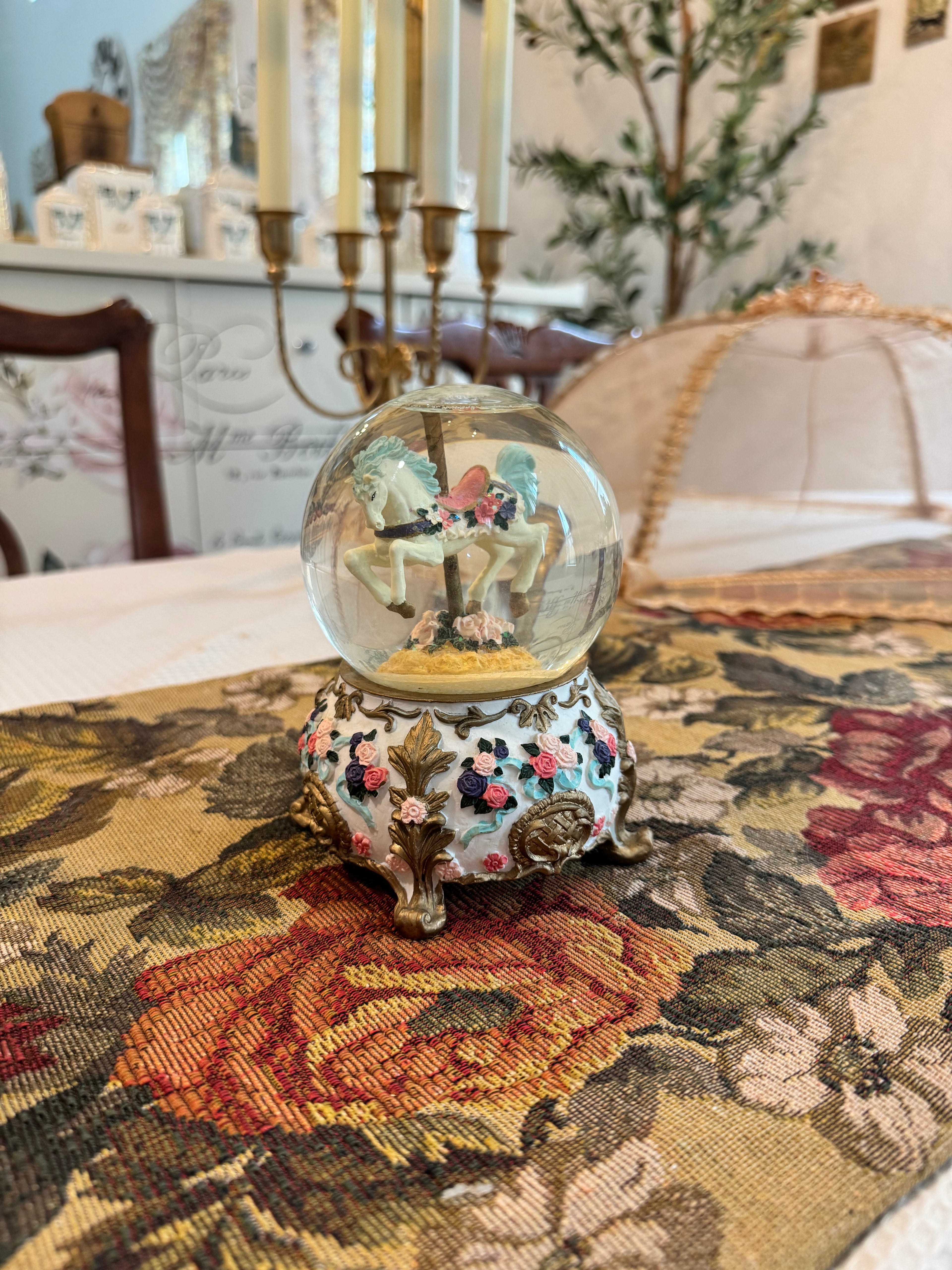 Carousel Horse Water Globe music box