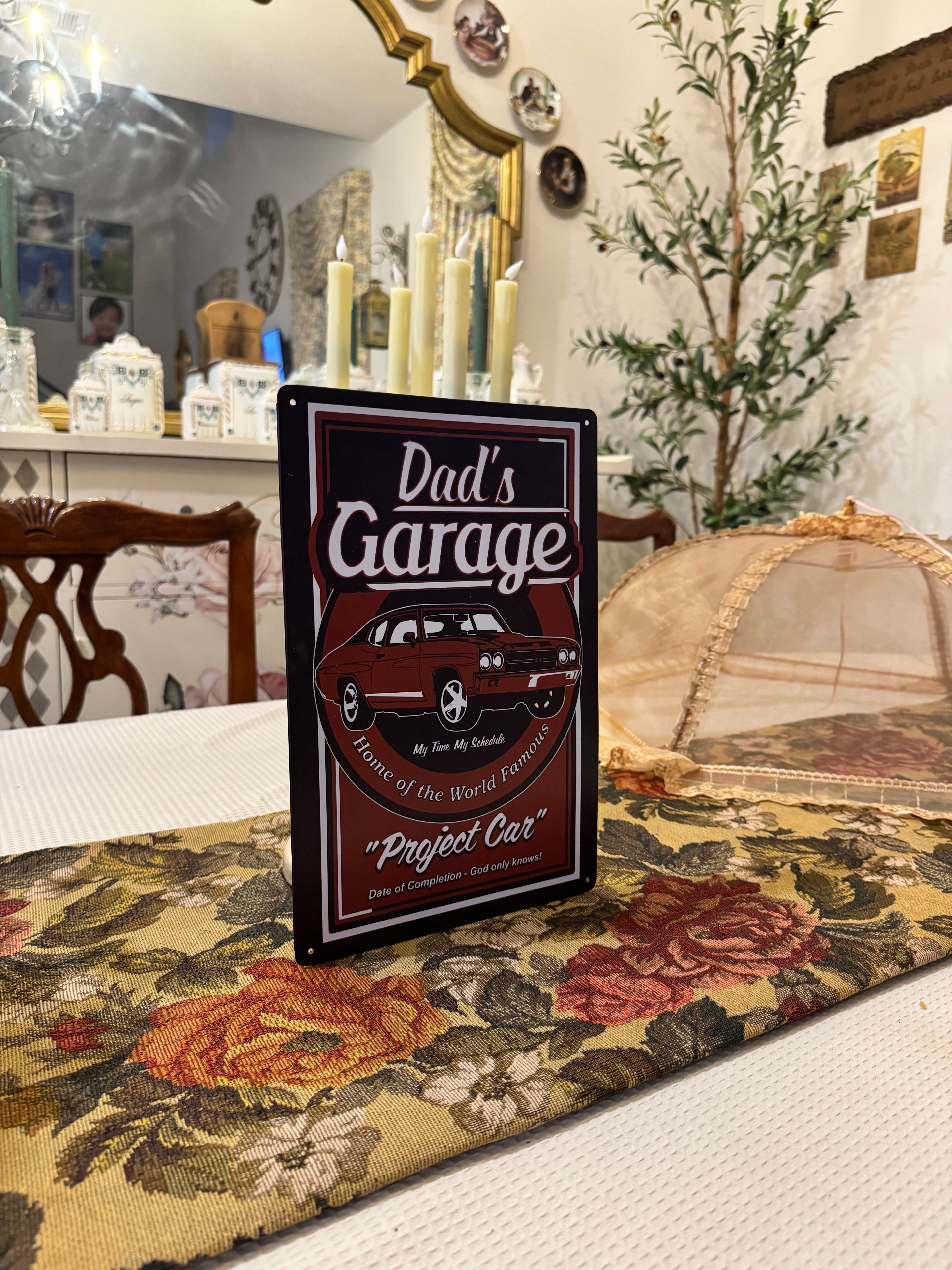"Dad's Garage" vintage-style metal tin sign