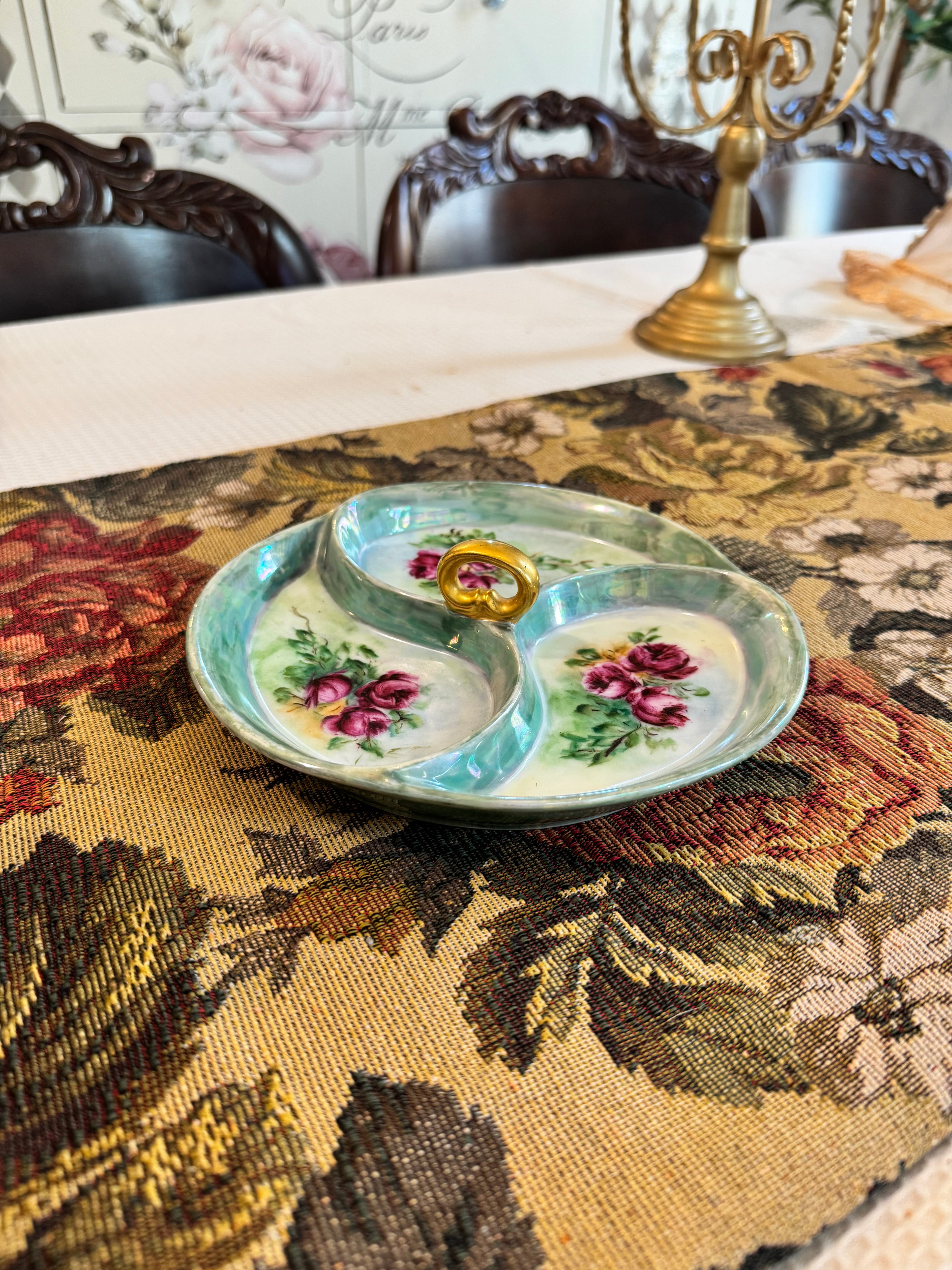 Decorative porcelain relish dish