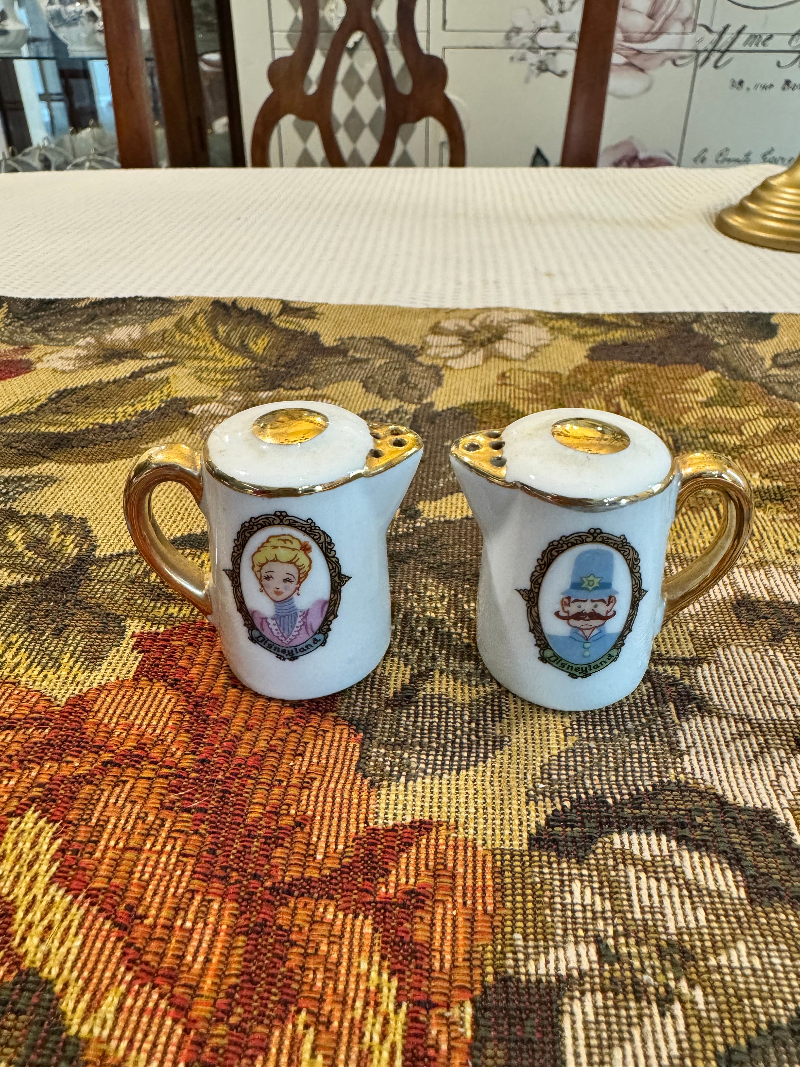 Pair of vintage 1960s Disneyland ceramic salt and pepper shakers