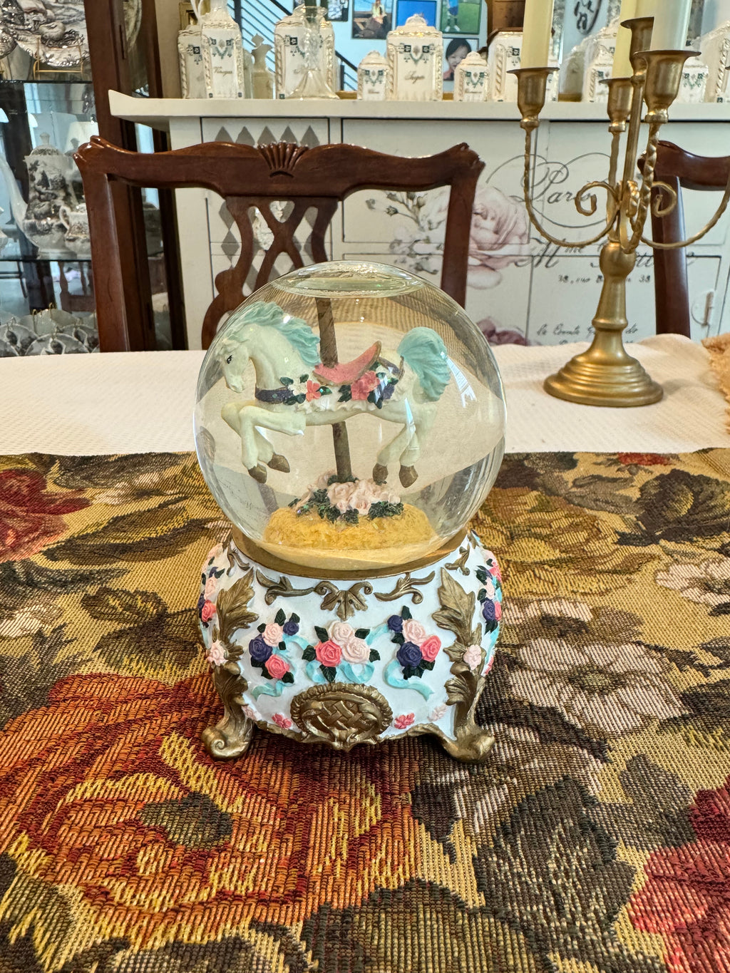 Carousel Horse Water Globe music box
