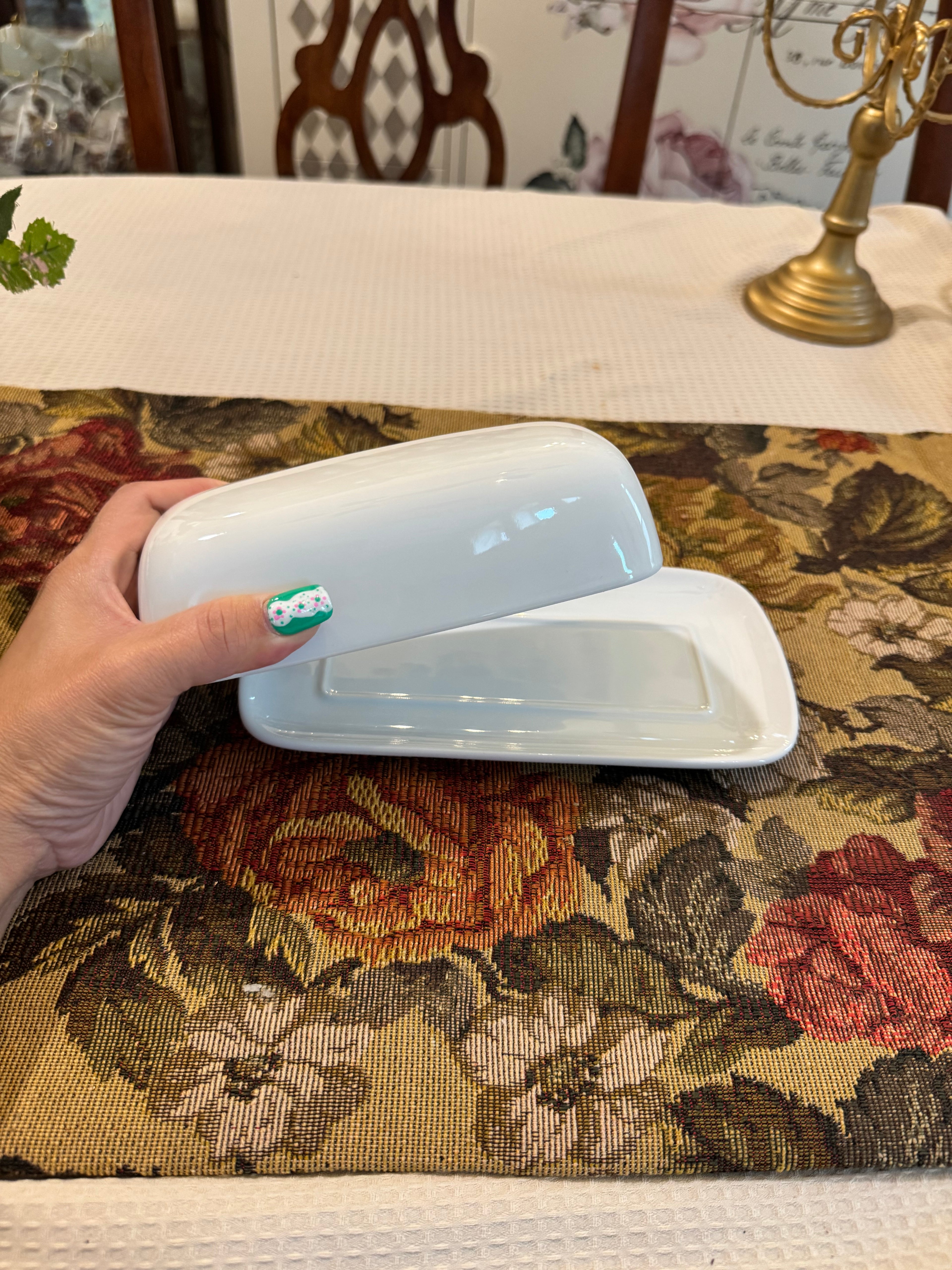 Threshold white porcelain butter dish