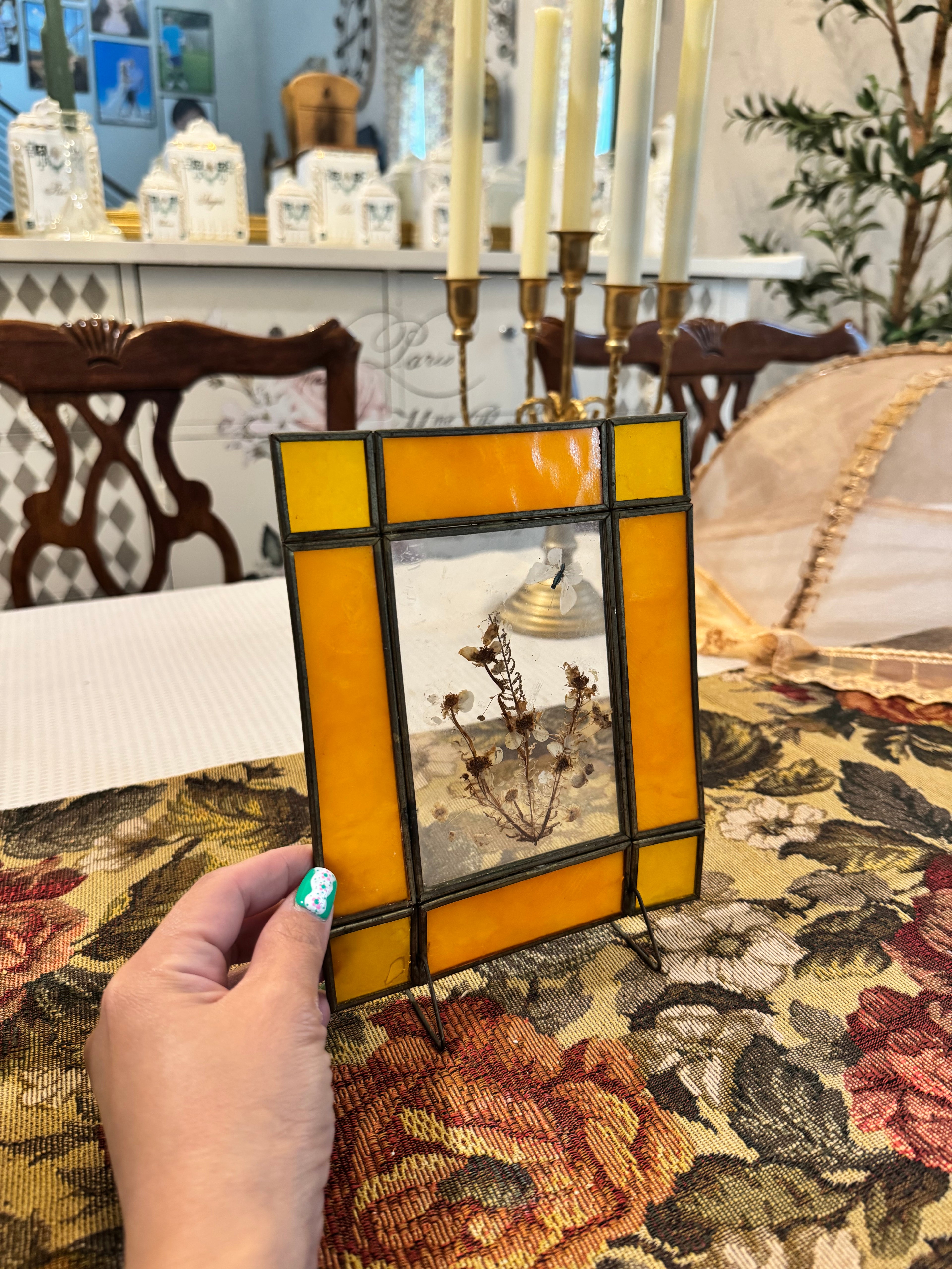 Vintage stained glass suncatcher
