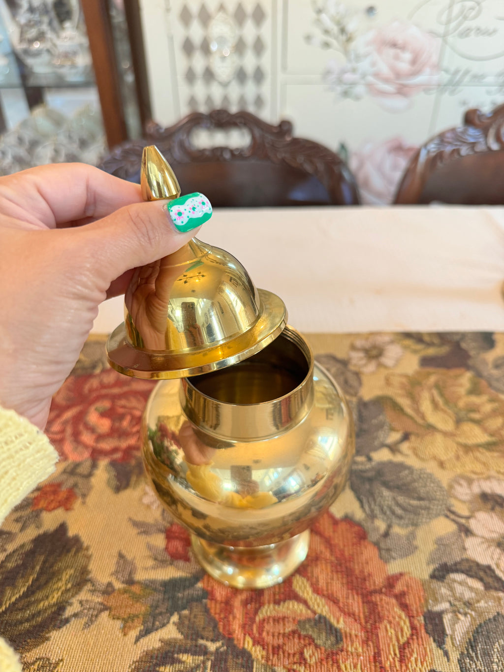 Vintage brass lidded ginger jar