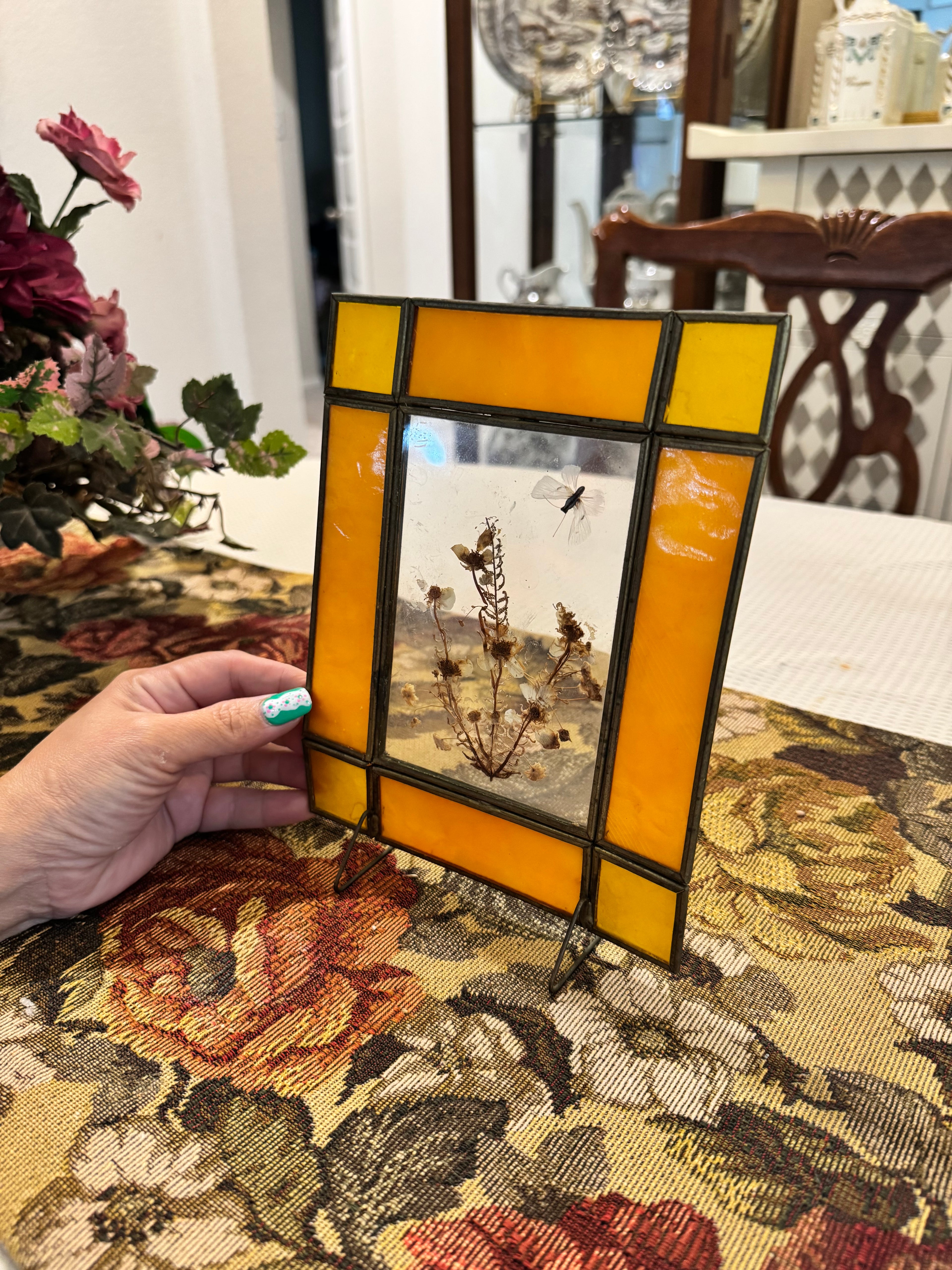 Vintage stained glass suncatcher