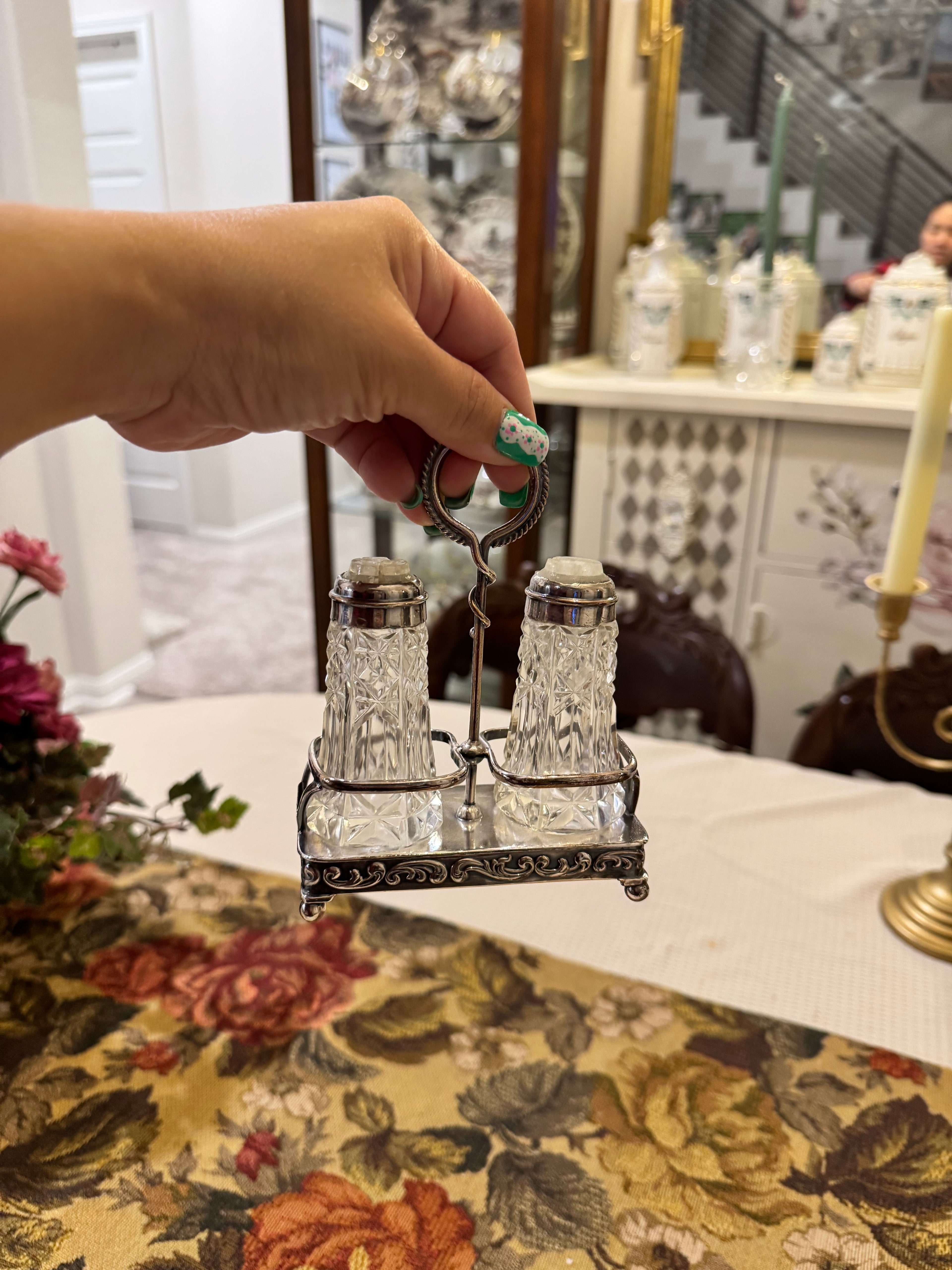 Antique silver-plated cruet