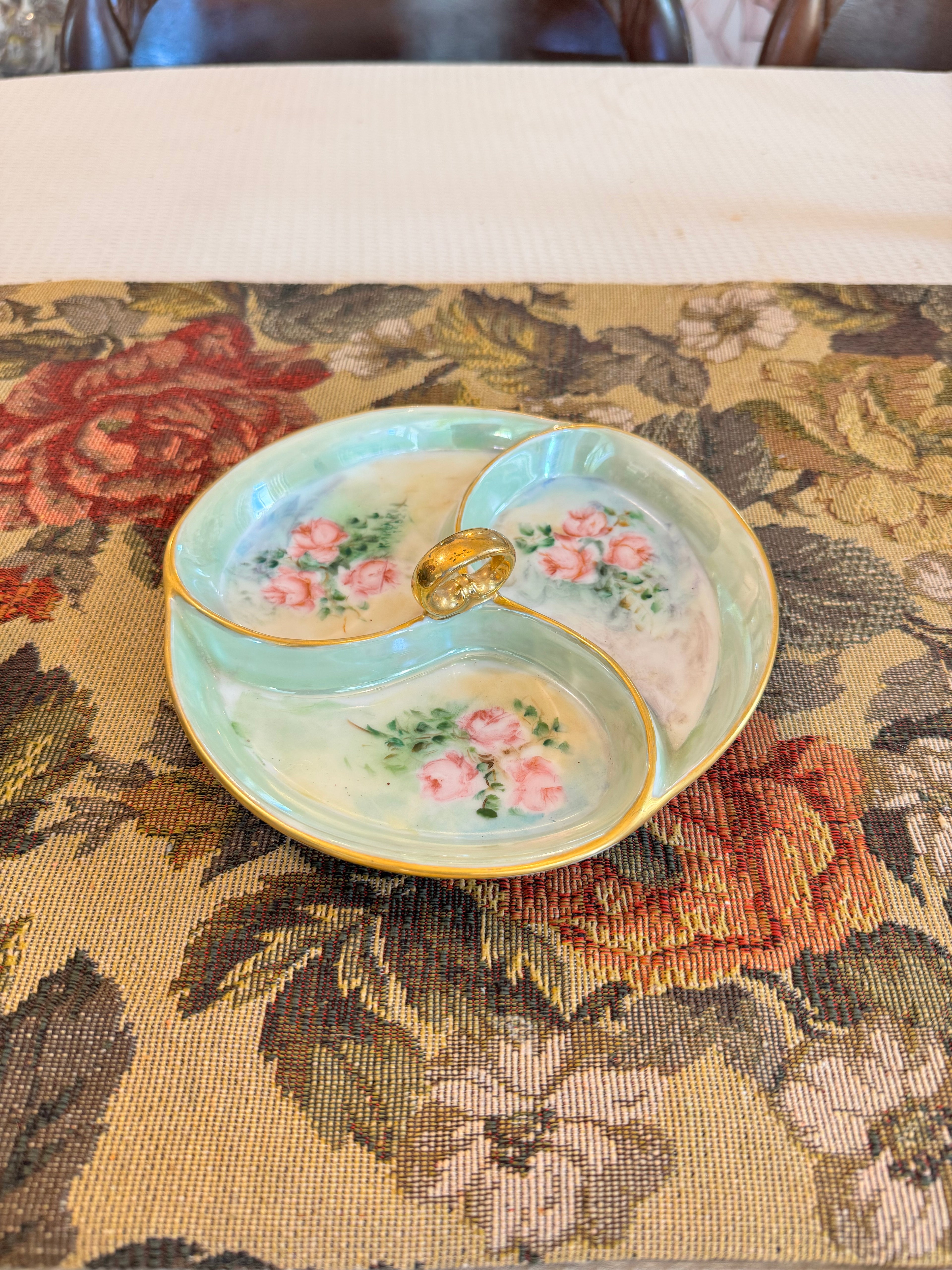 Decorative porcelain relish dish