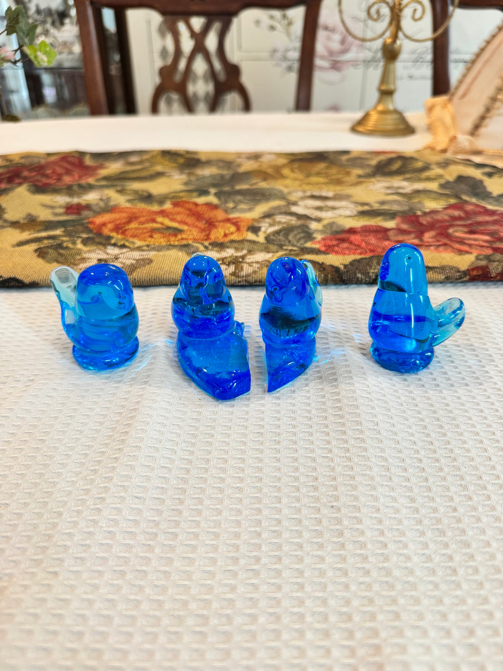 3 piece set of Bluebird of Happiness glass figurines.