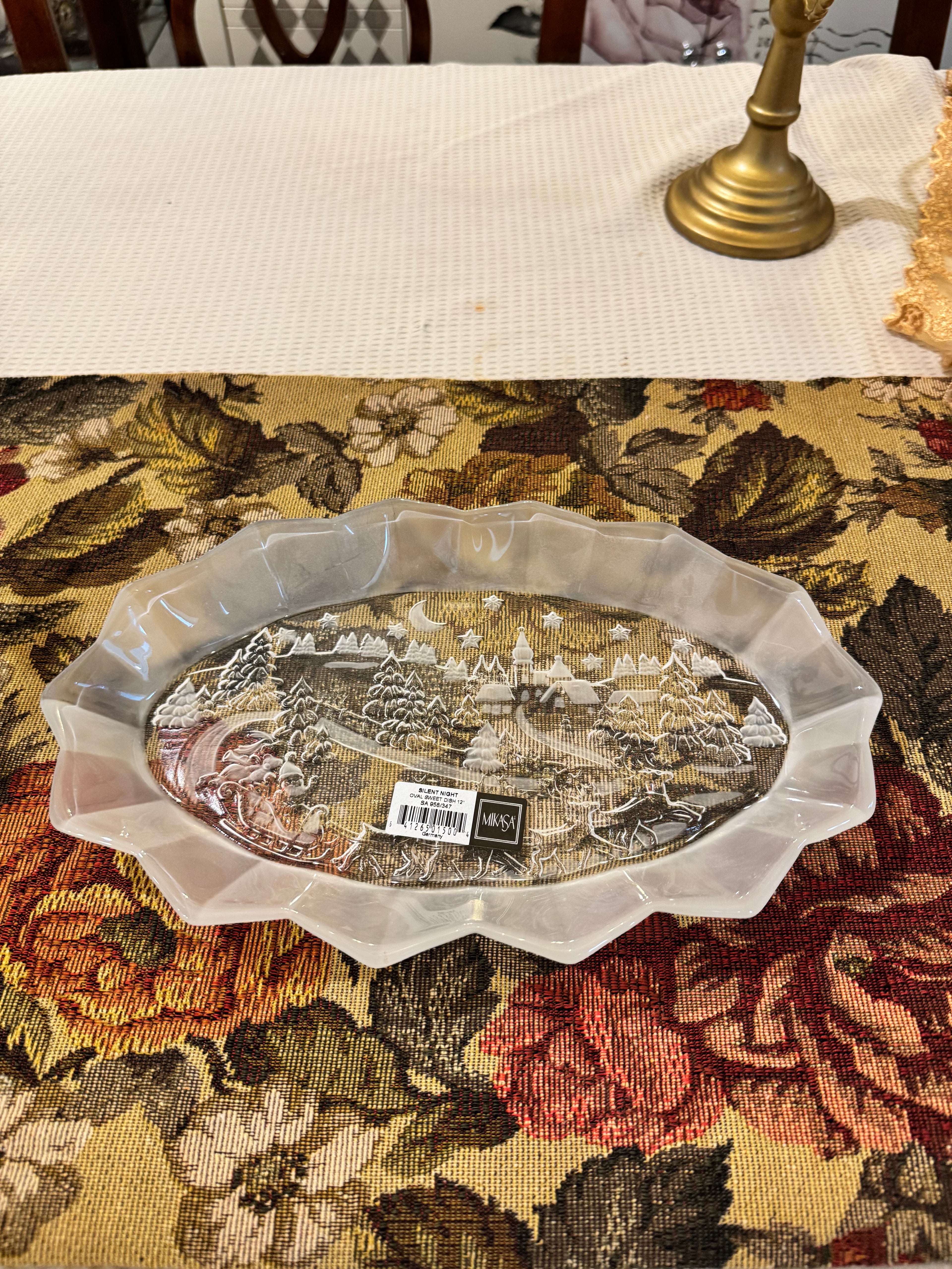 Mikasa "Silent Night" oval crystal platter