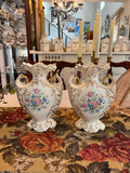 A pair of vintage hand painted porcelain vases by Paul's Gifts model #8407