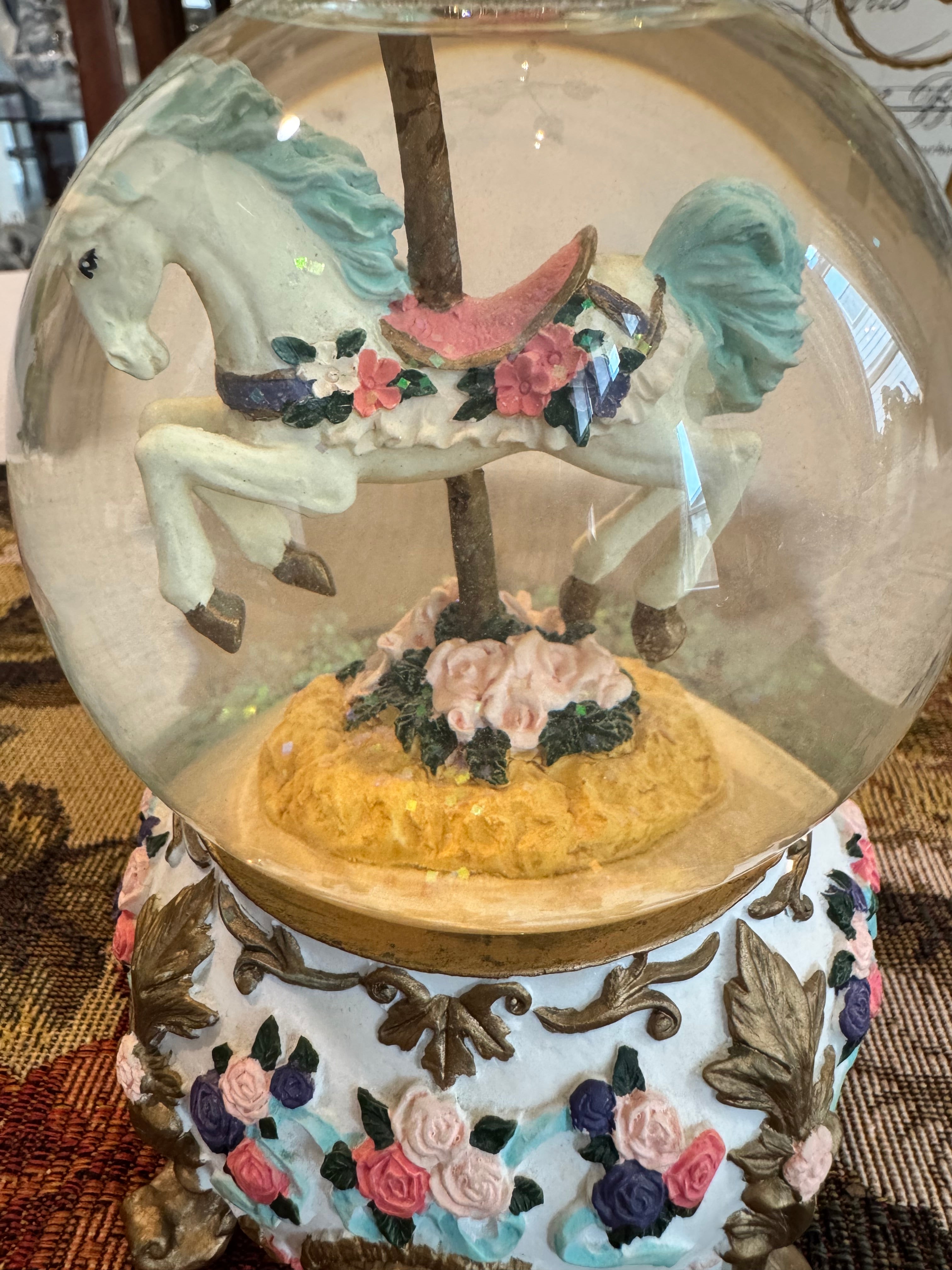 Carousel Horse Water Globe music box