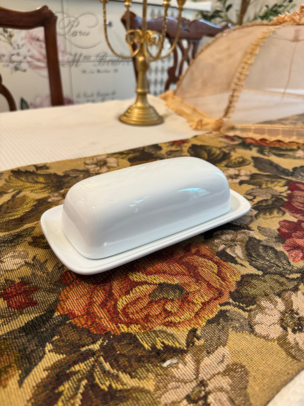 Threshold white porcelain butter dish