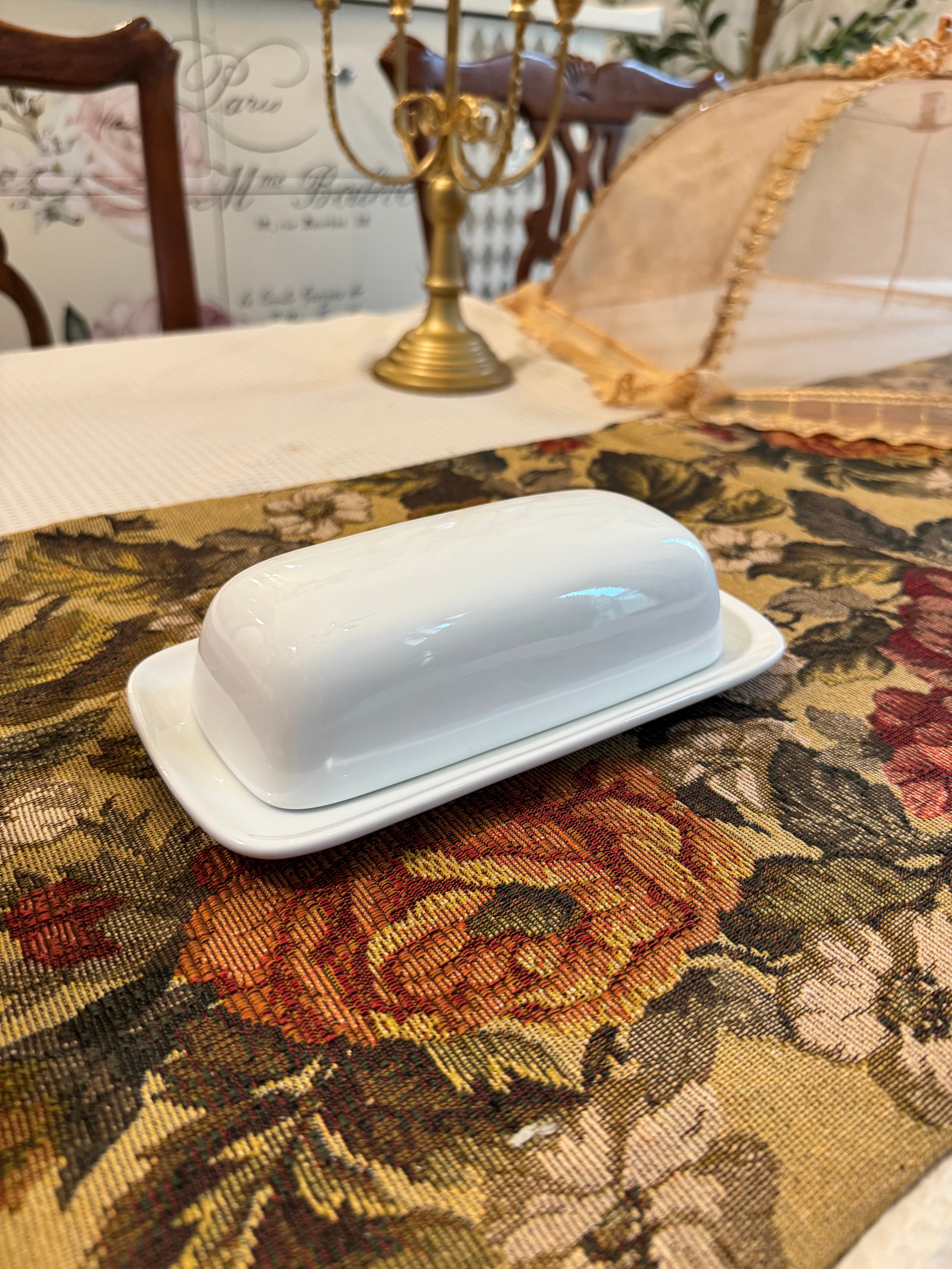 Threshold white porcelain butter dish