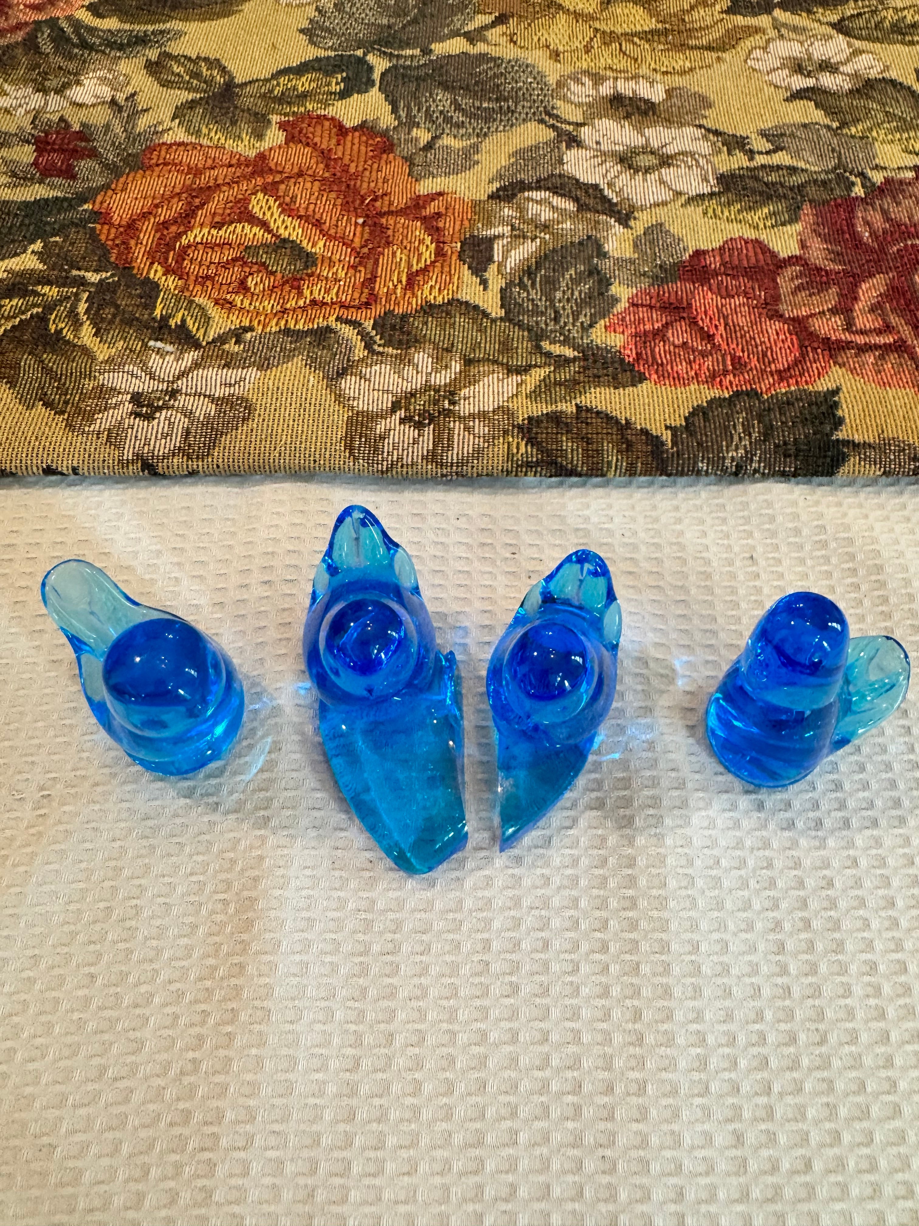 3 piece set of Bluebird of Happiness glass figurines.