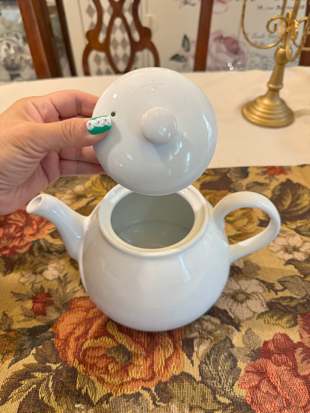 Threshold brand white porcelain teapot.