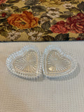 A pair of vintage lead crystal heart-shaped trinket dishes