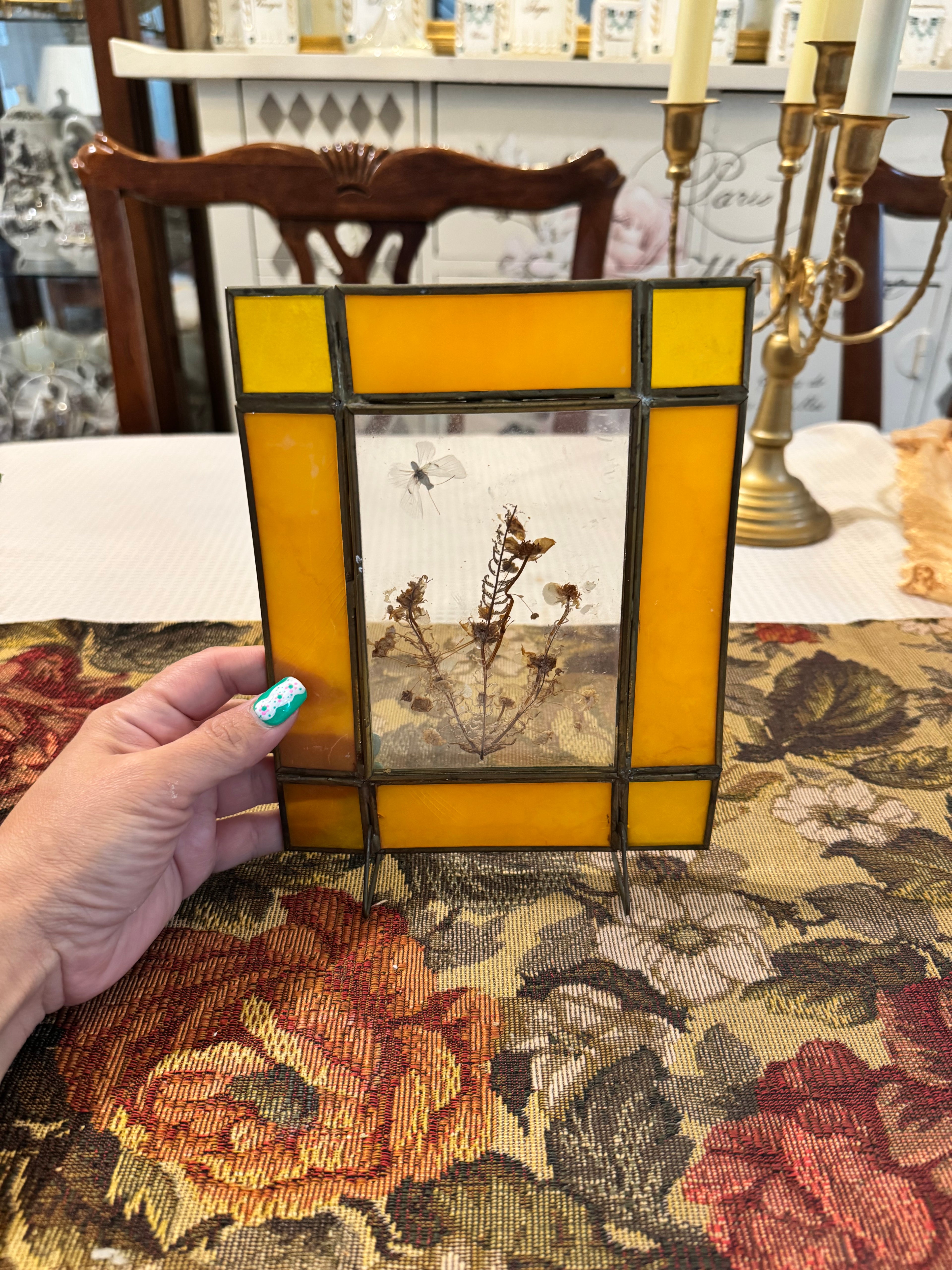 Vintage stained glass suncatcher