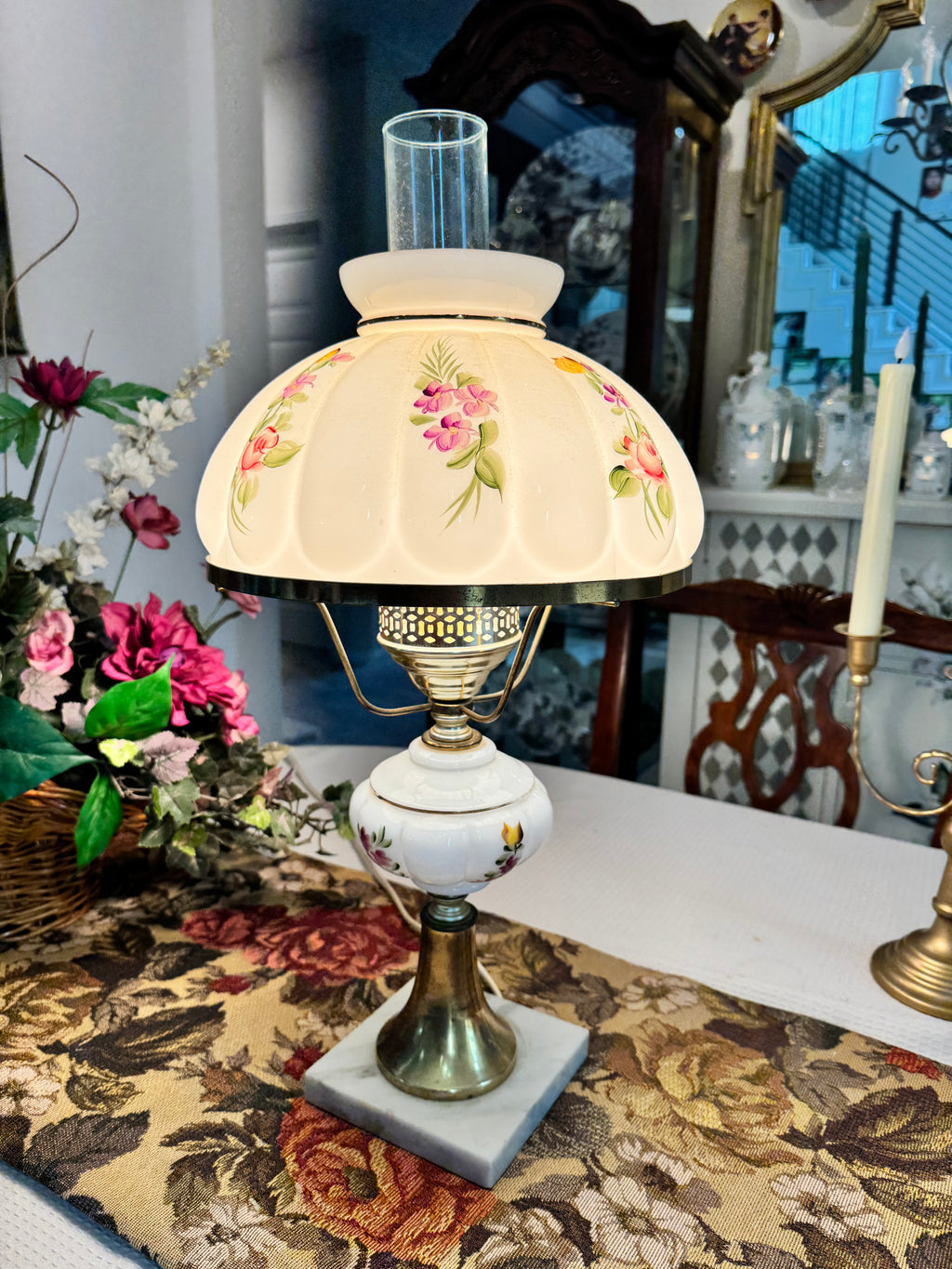 Victorian "Gone With the Wind" hurricane lamp