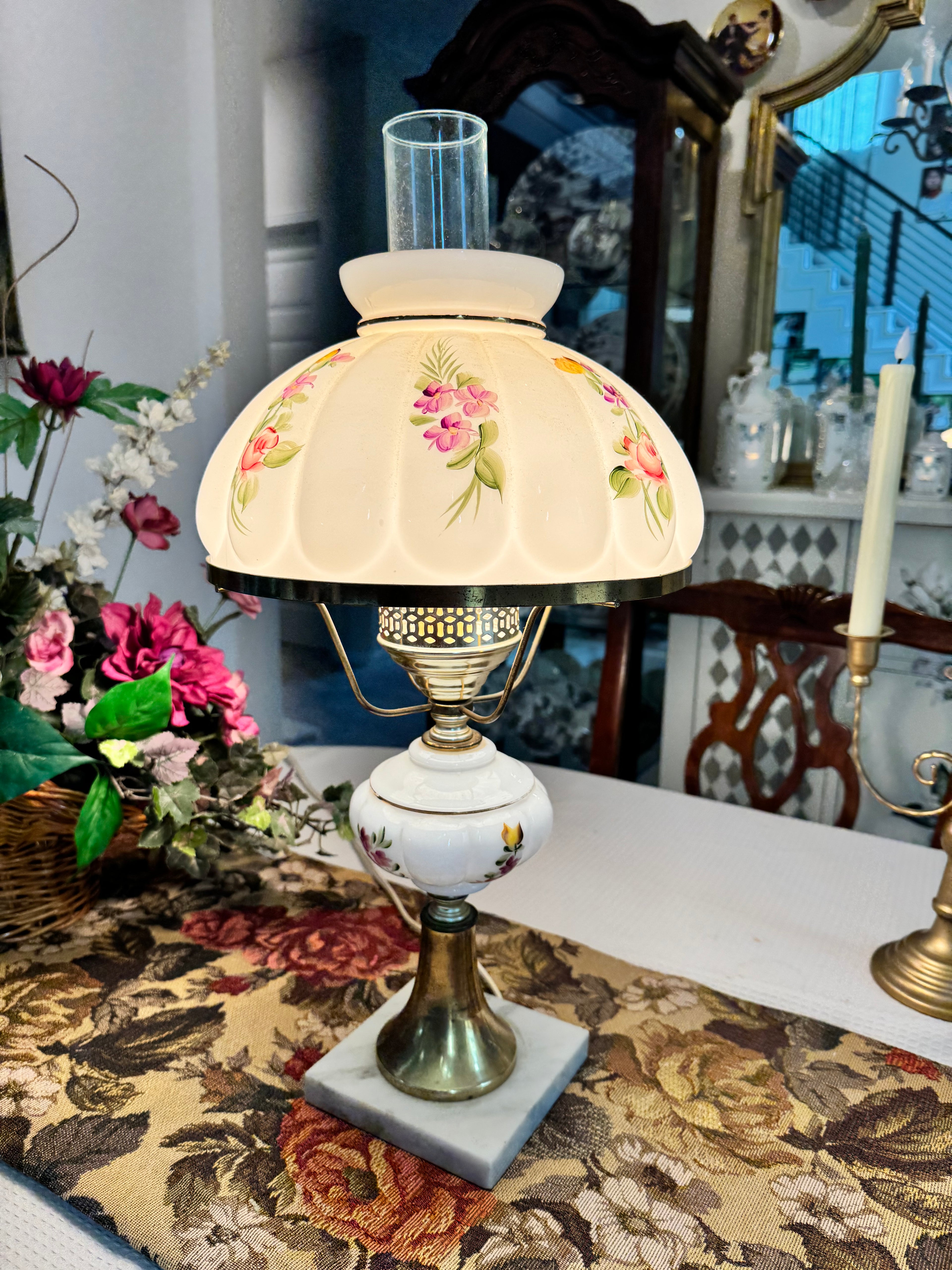 Victorian "Gone With the Wind" hurricane lamp