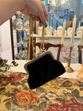 Vintage black velvet clutch with gold chain strap