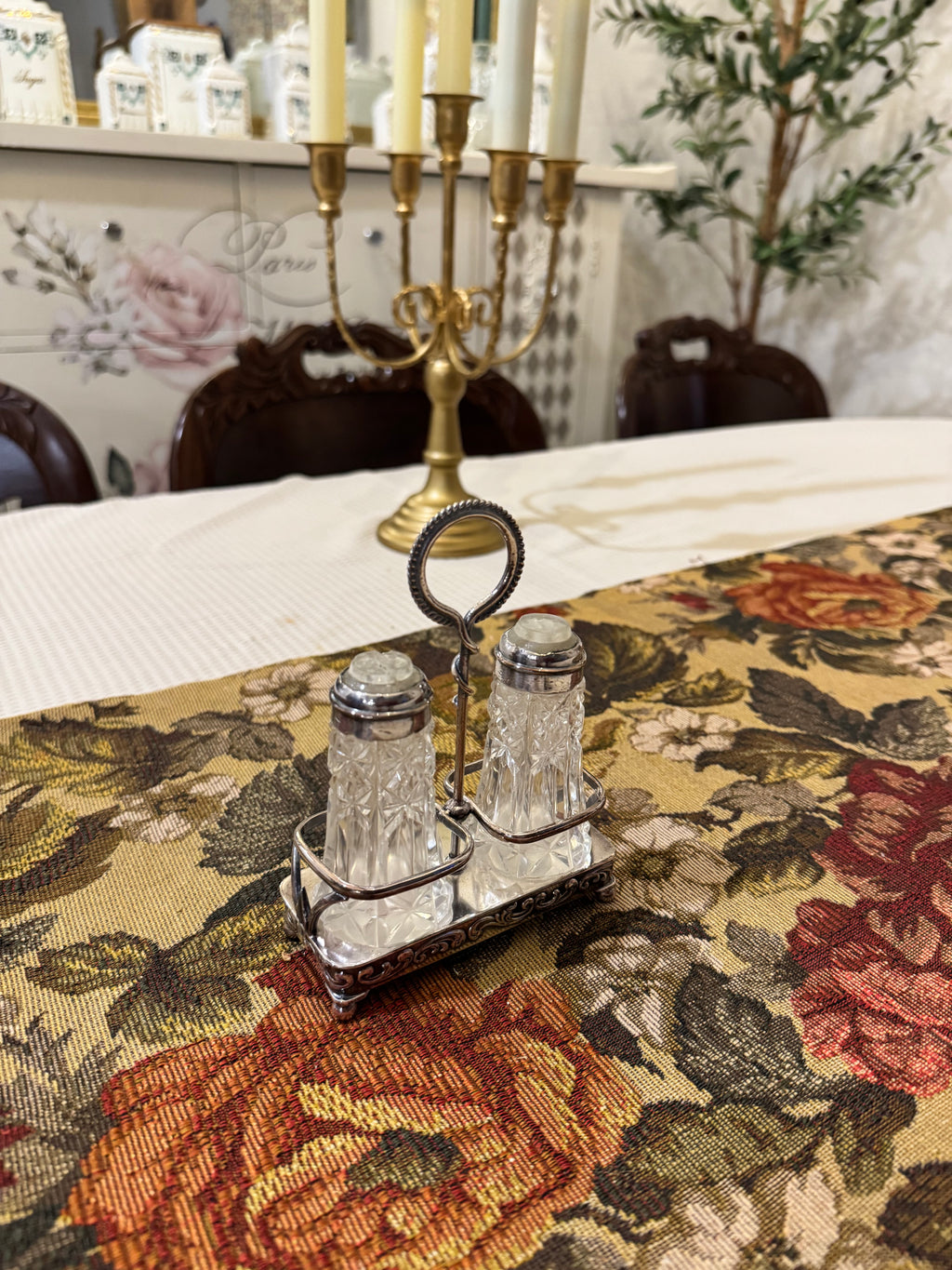 Antique silver-plated cruet