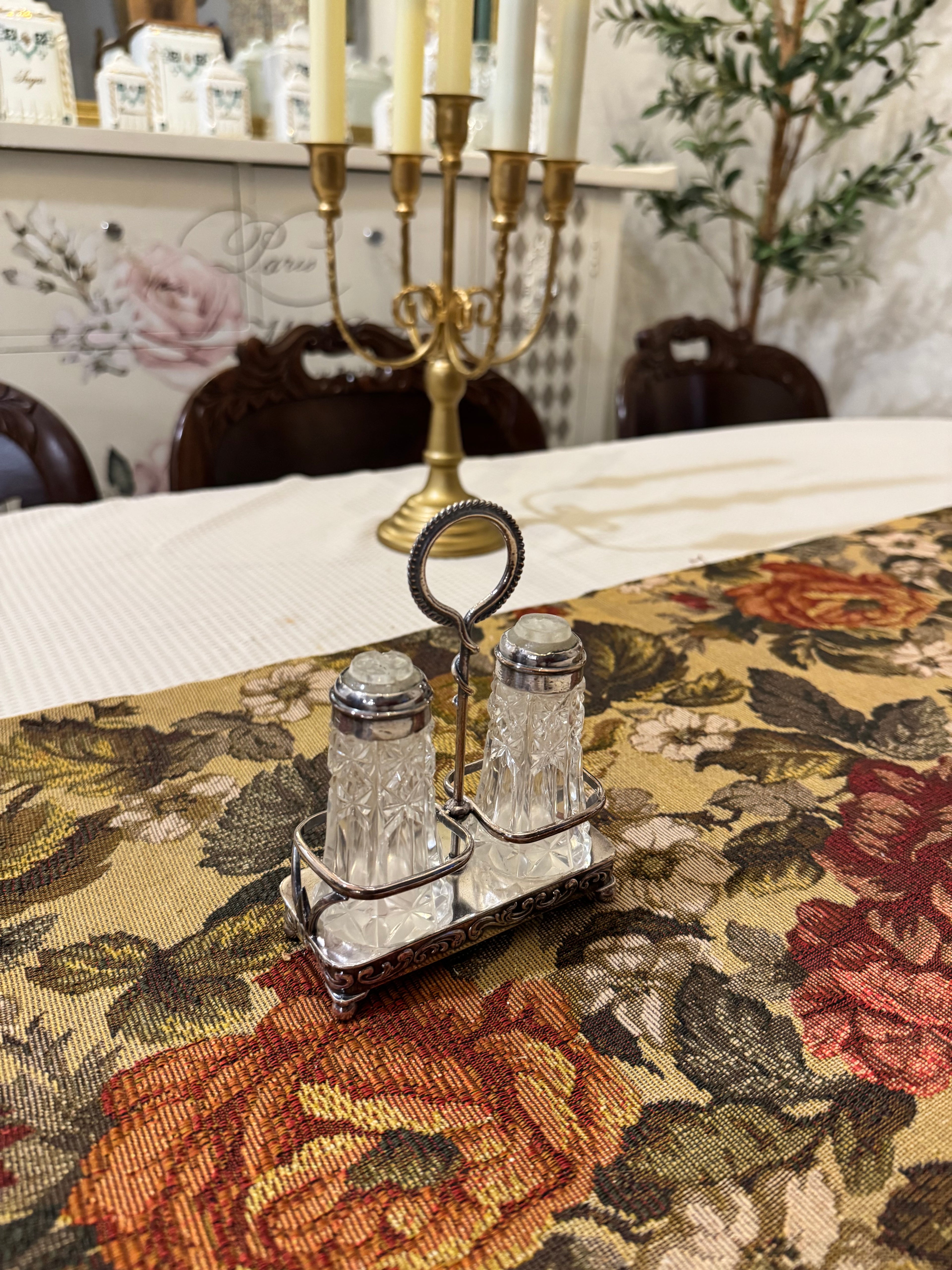 Antique silver-plated cruet