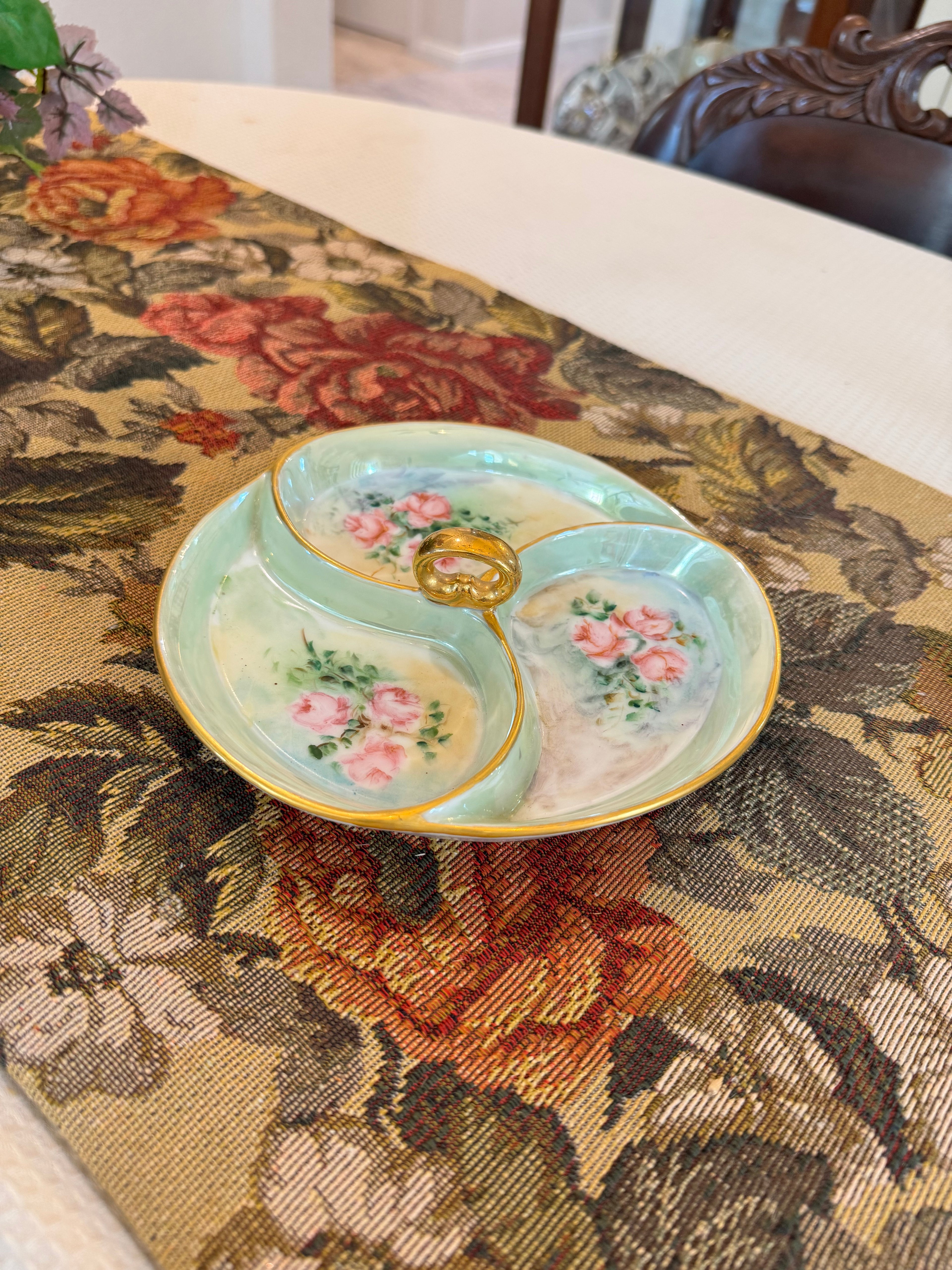 Decorative porcelain relish dish