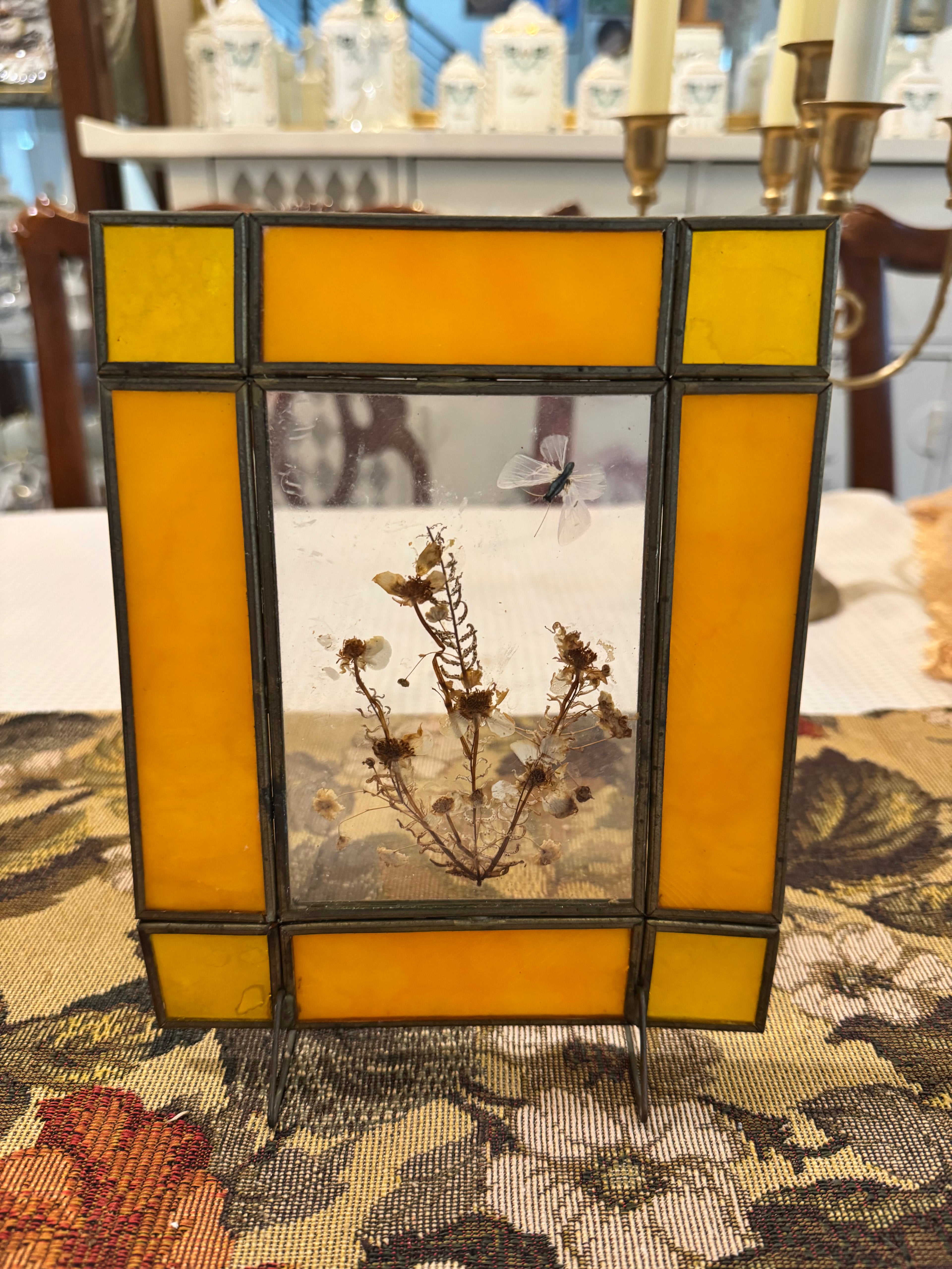 Vintage stained glass suncatcher