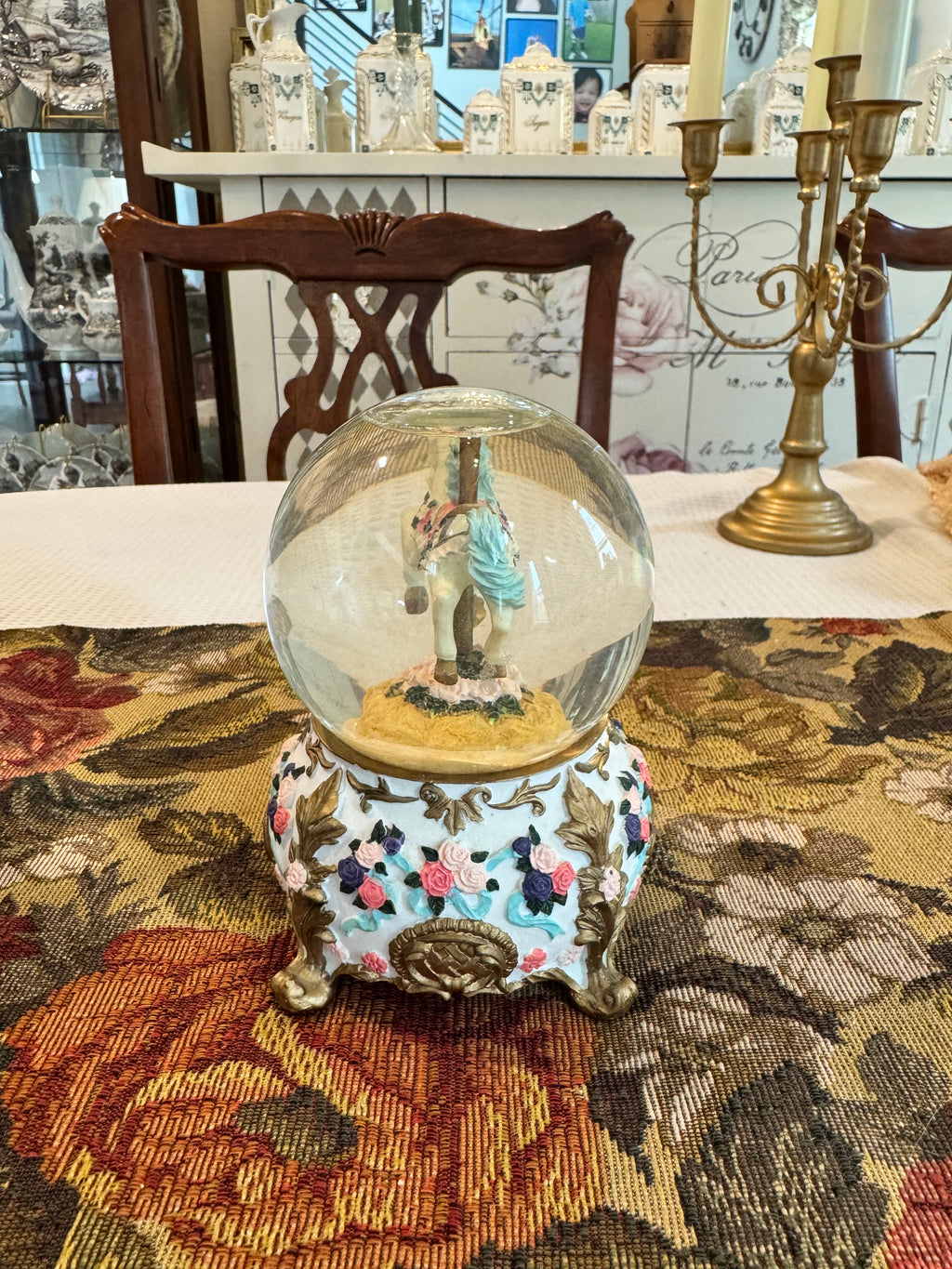 Carousel Horse Water Globe music box