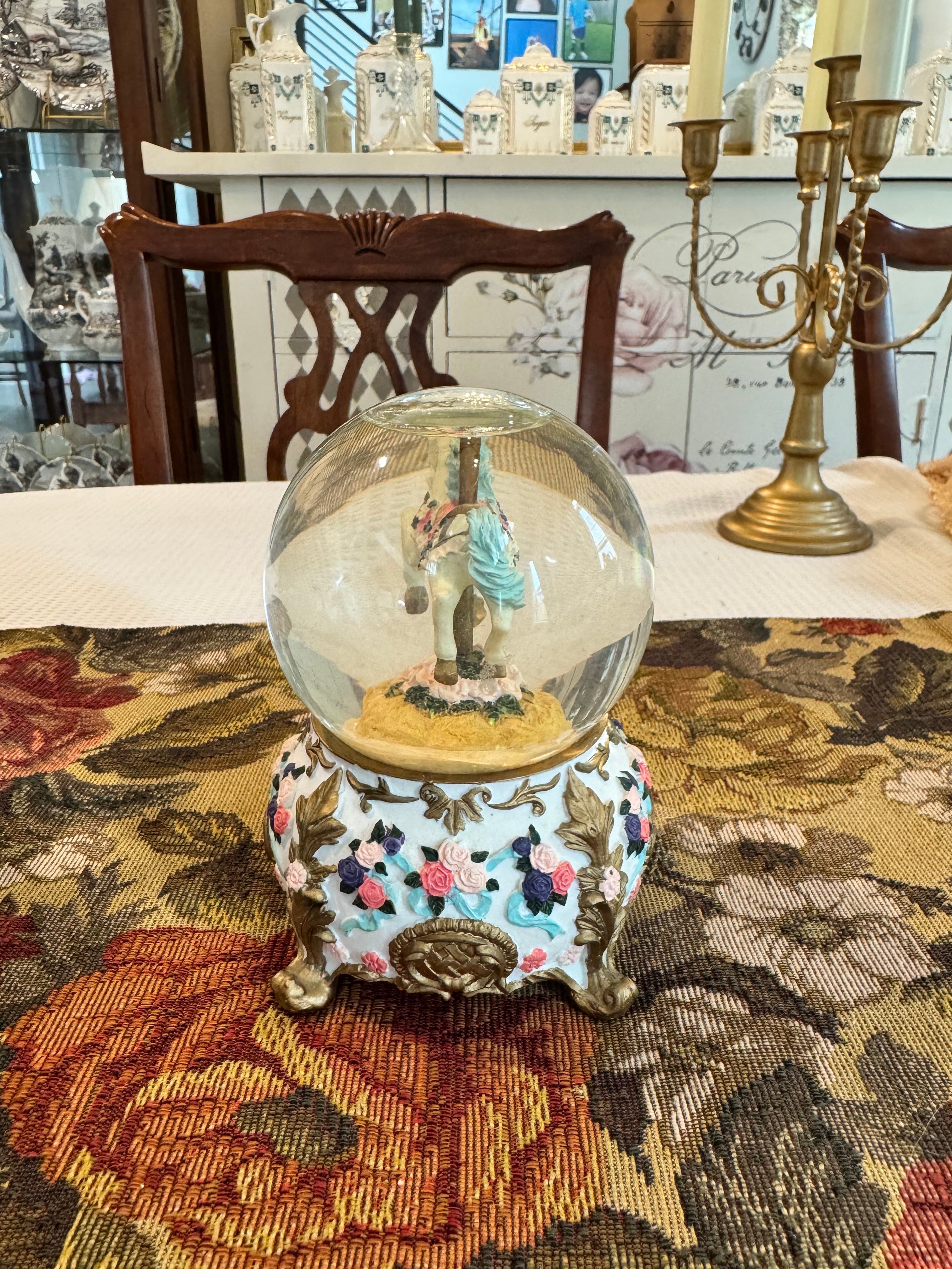 Carousel Horse Water Globe music box