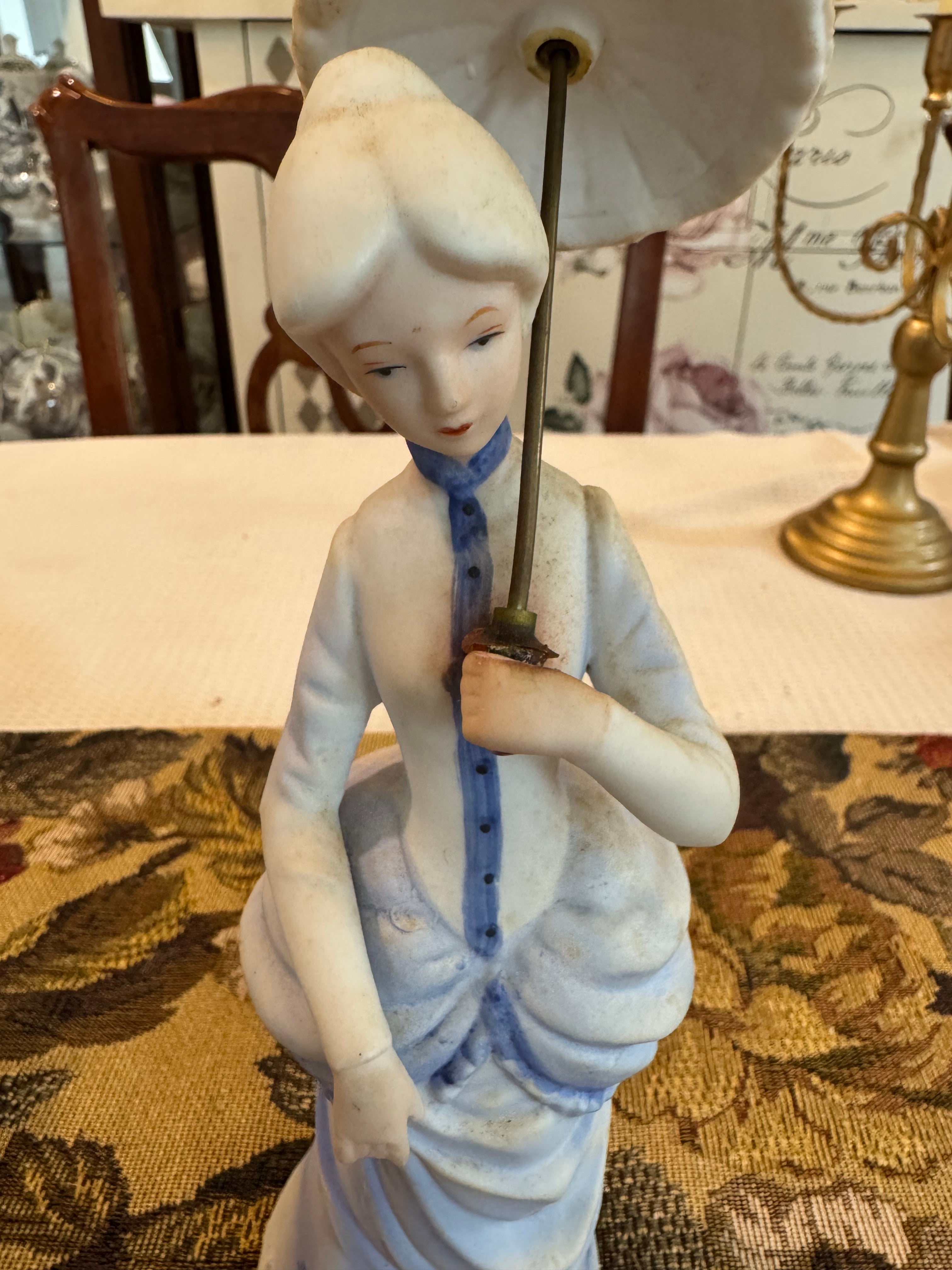 “The Umbrella Girl” Tengra Spain victorian porcelain figurine