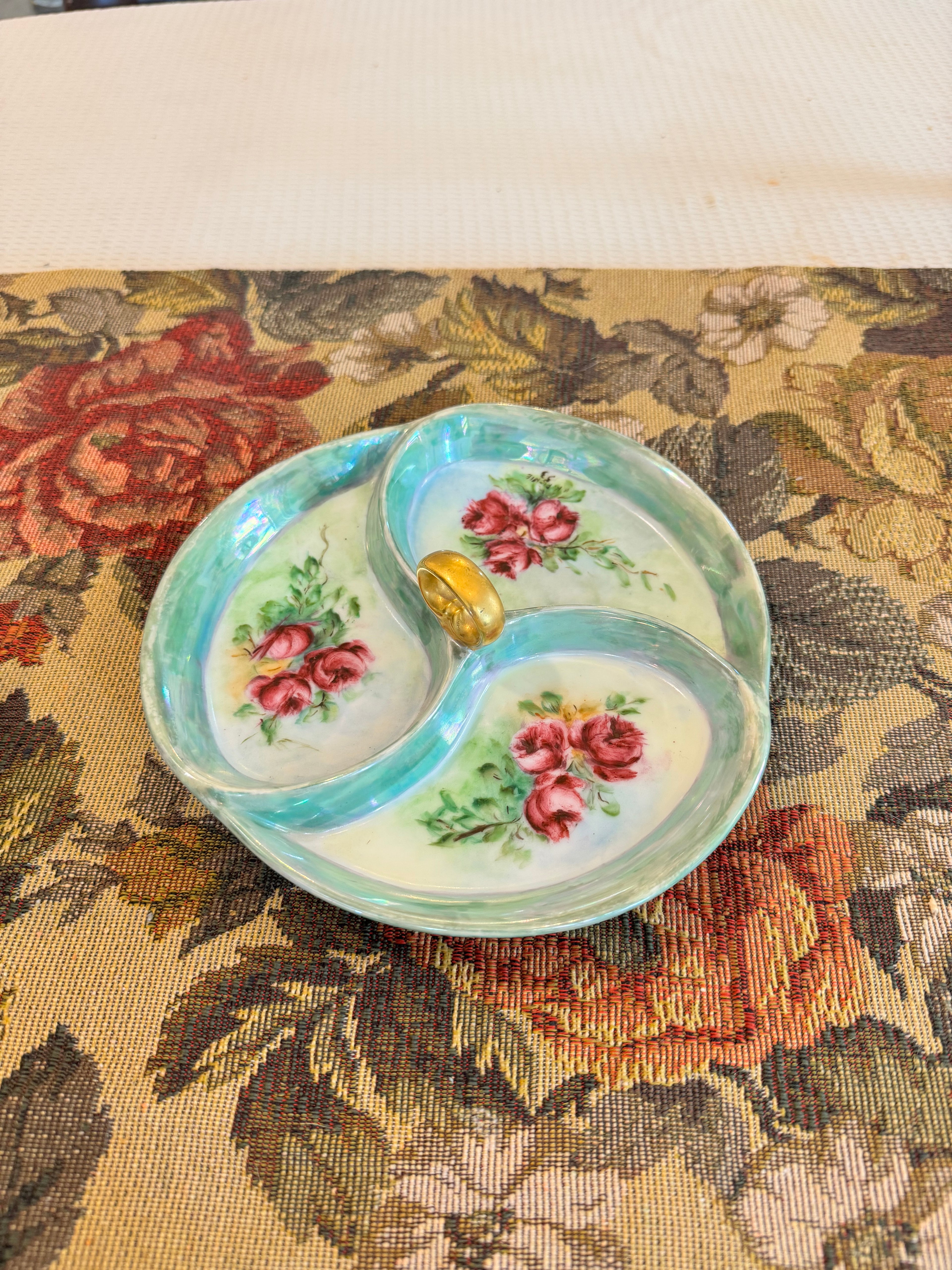 Decorative porcelain relish dish