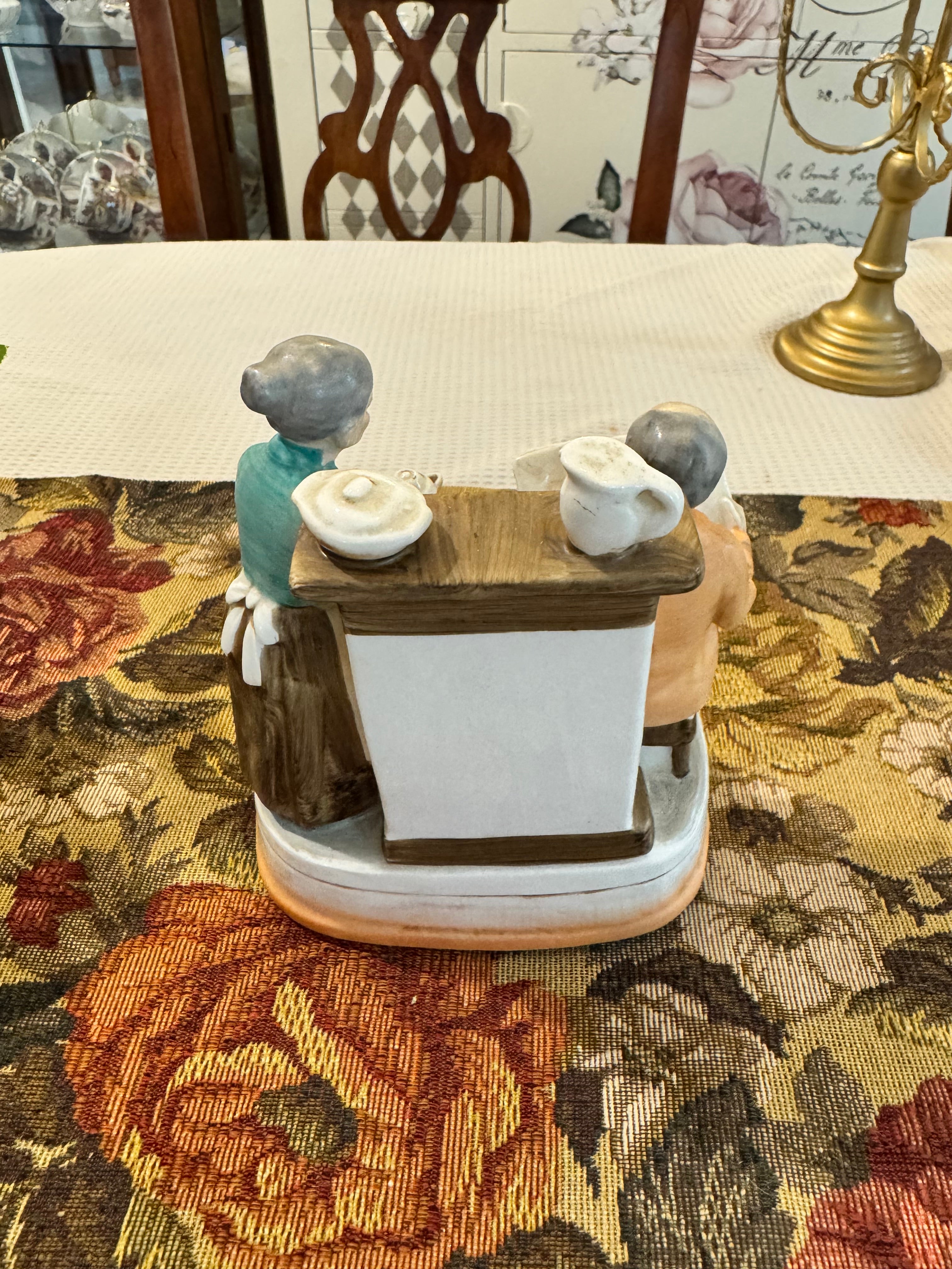 Vintage Sankyo Japan "Home Sweet Home" grandmother and grandfather rotating music box figurine