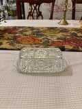 Clear glass butter dish featuring the "Star of David"