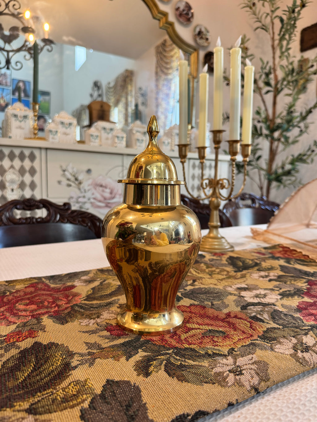 Vintage brass lidded ginger jar