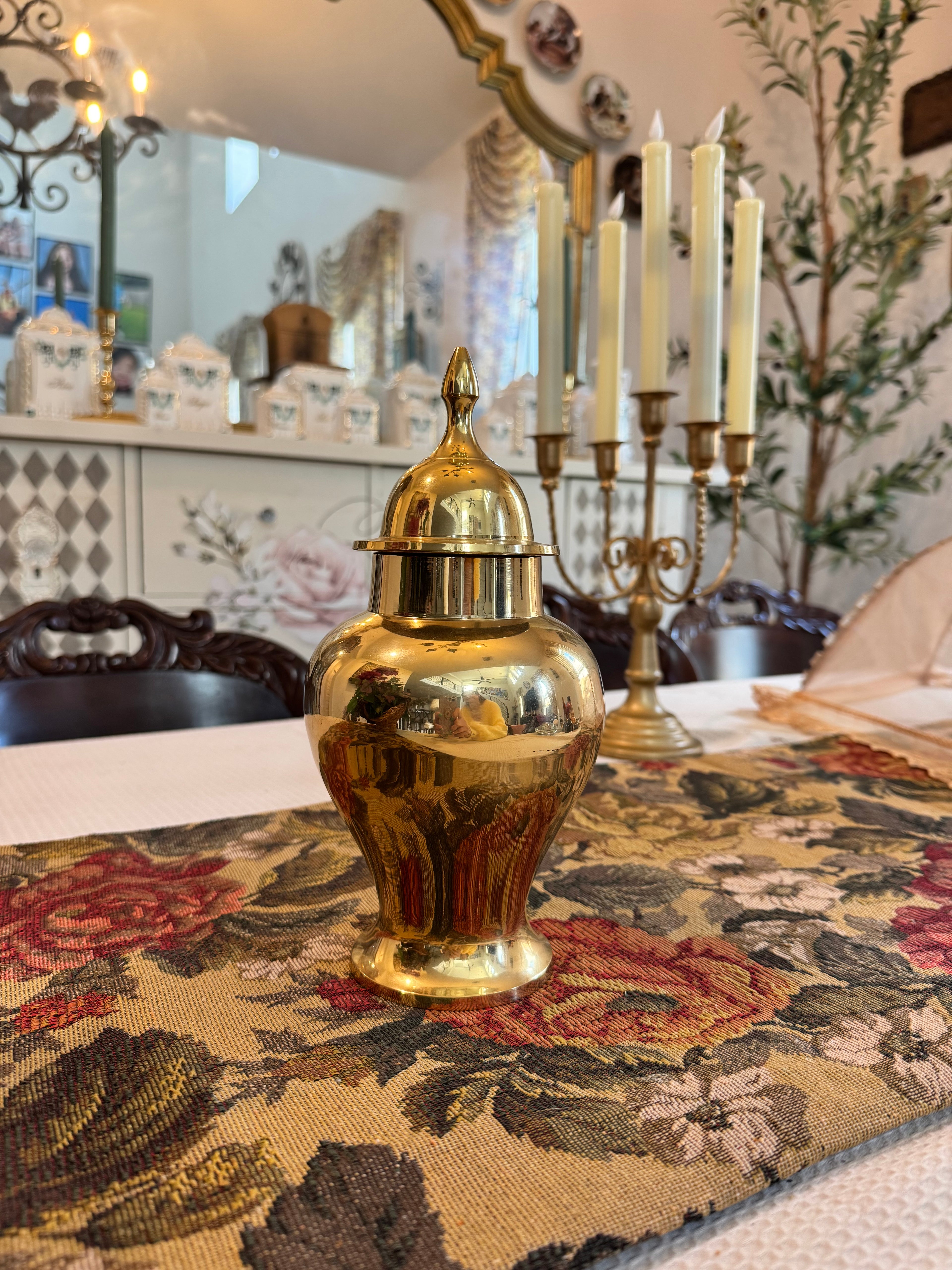 Vintage brass lidded ginger jar