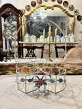 Vintage metal double heart-shaped flower basket