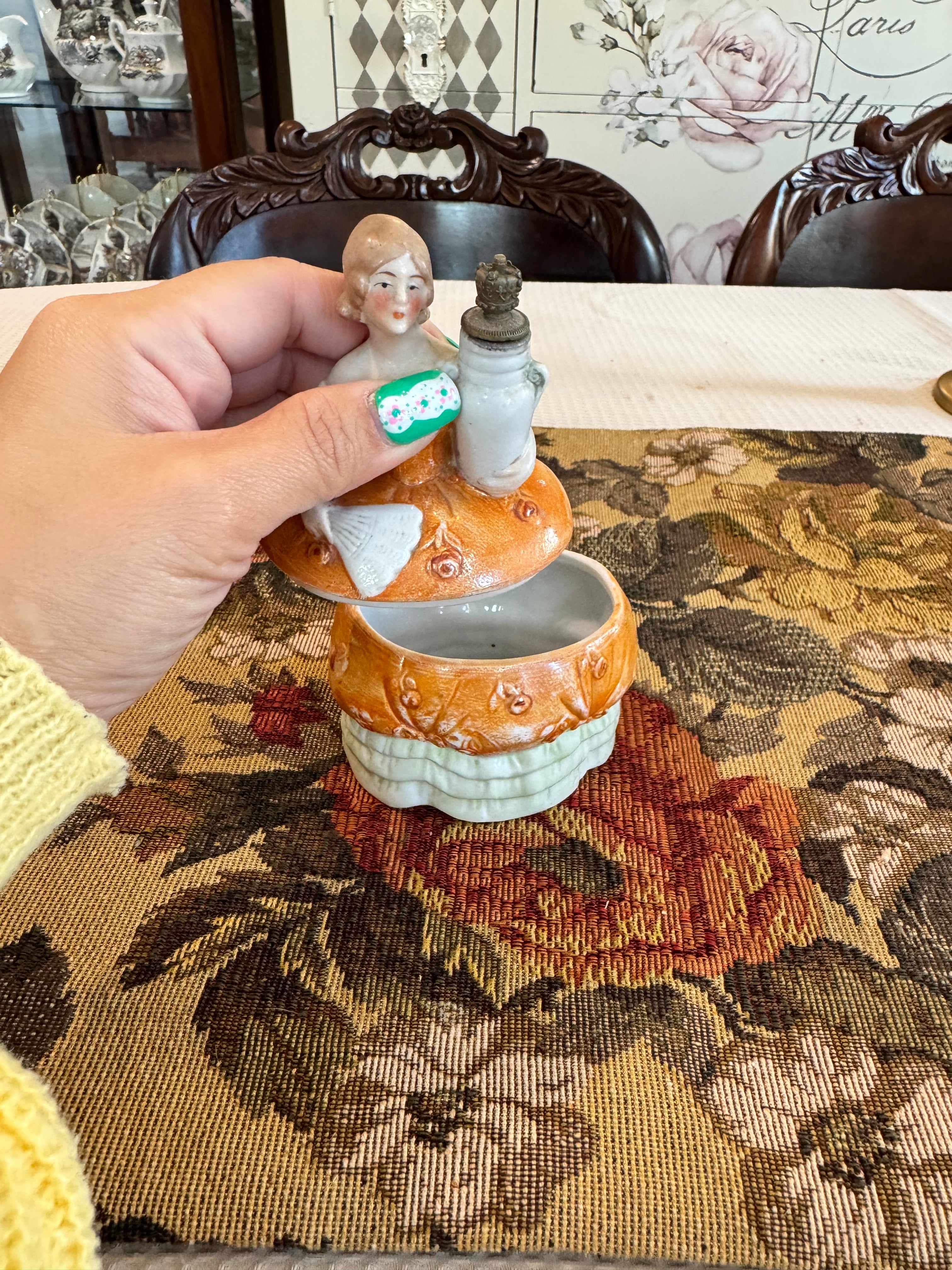 Vintage porcelain figural perfume bottle