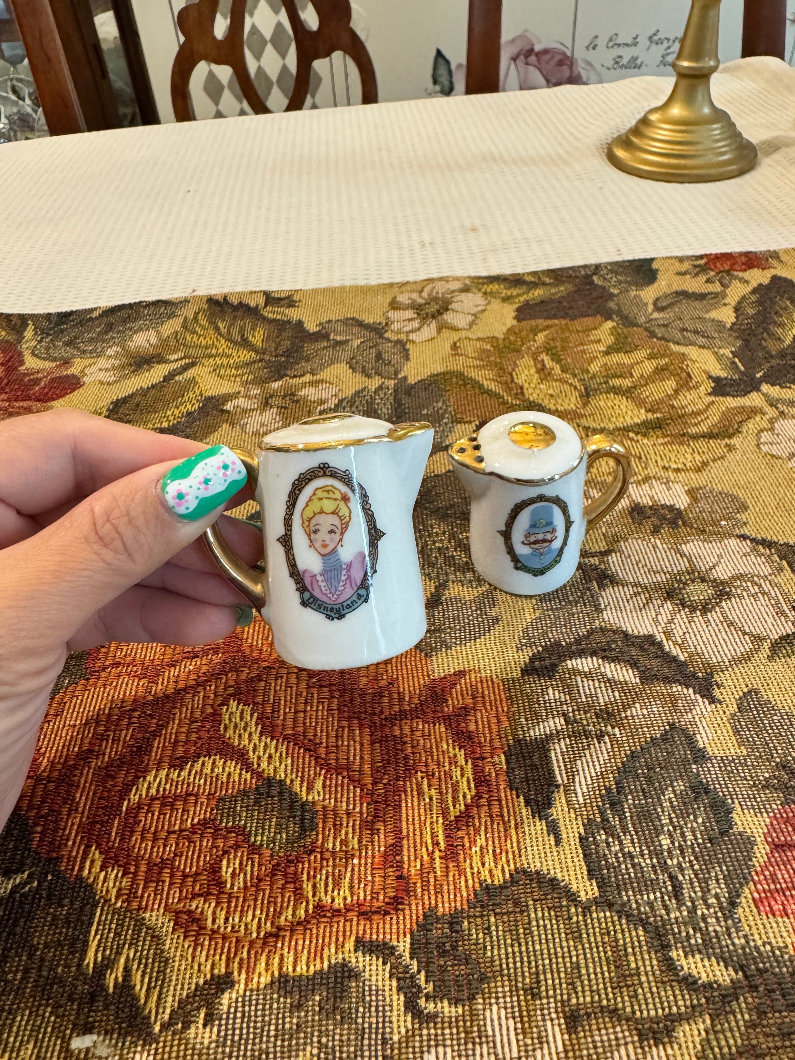 Pair of vintage 1960s Disneyland ceramic salt and pepper shakers