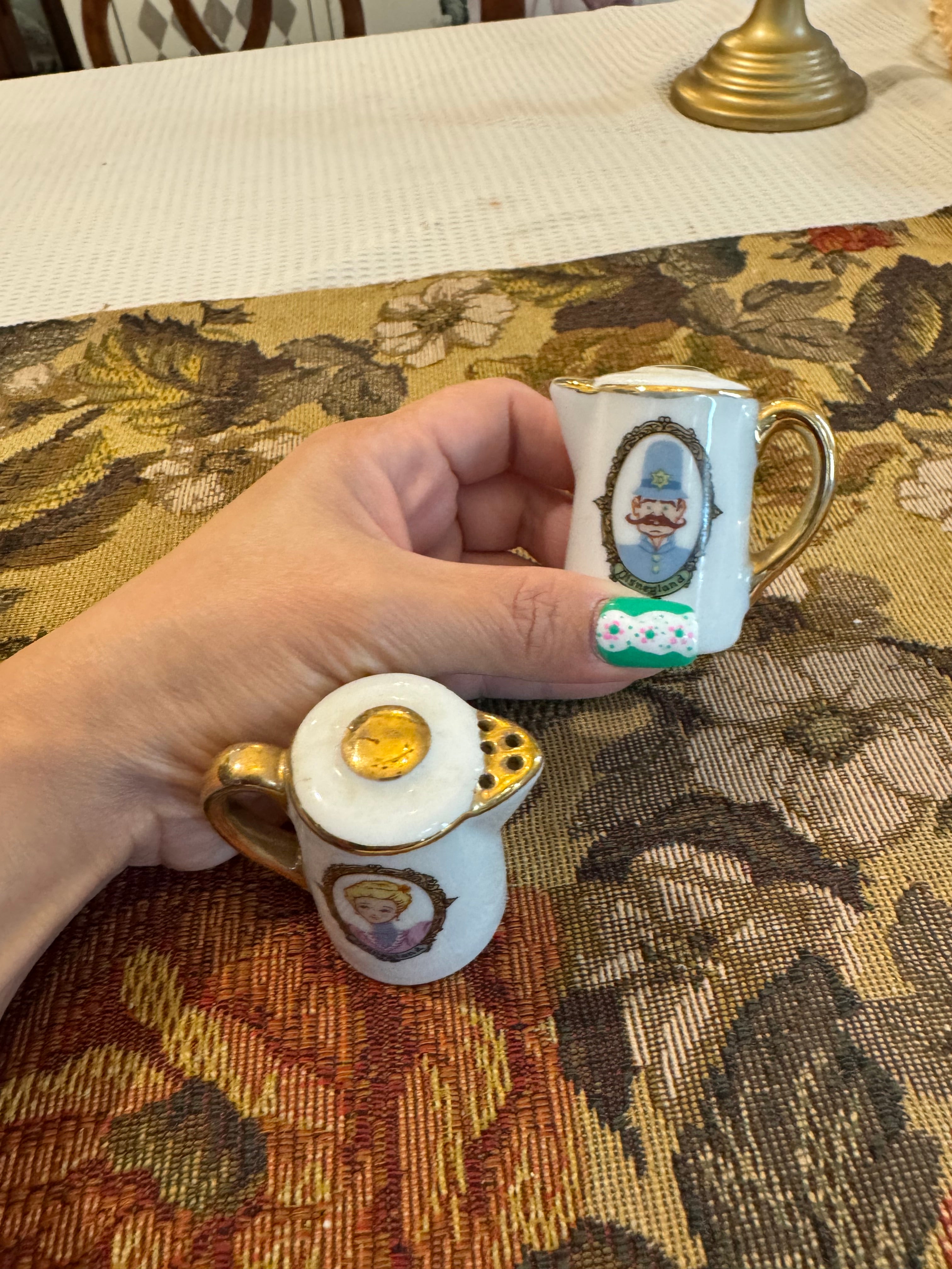 Pair of vintage 1960s Disneyland ceramic salt and pepper shakers