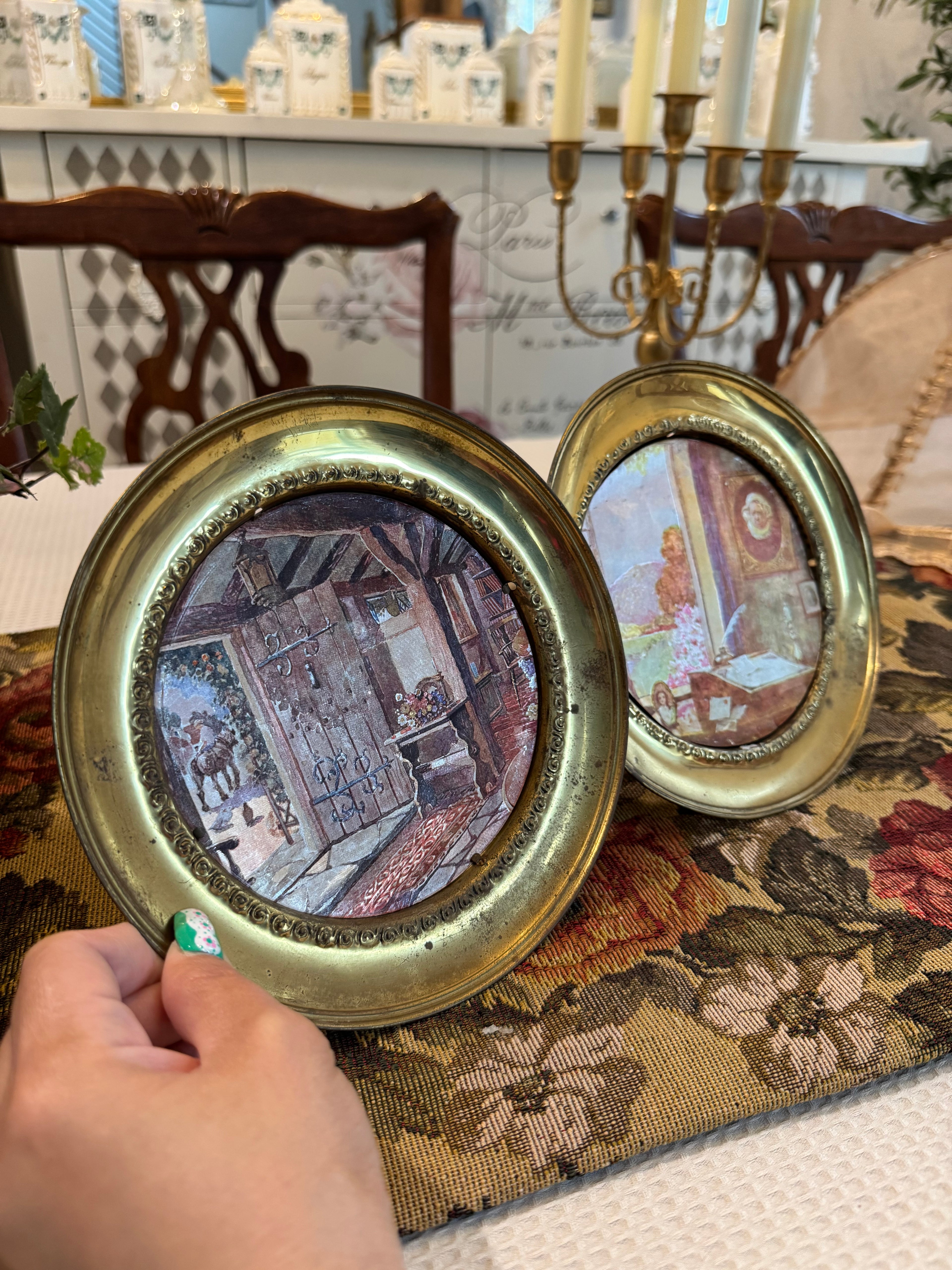 Vintage brass foil art decorative wall plaques