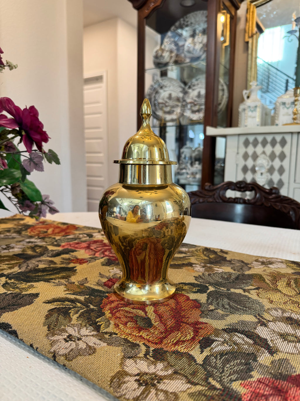 Vintage brass lidded ginger jar
