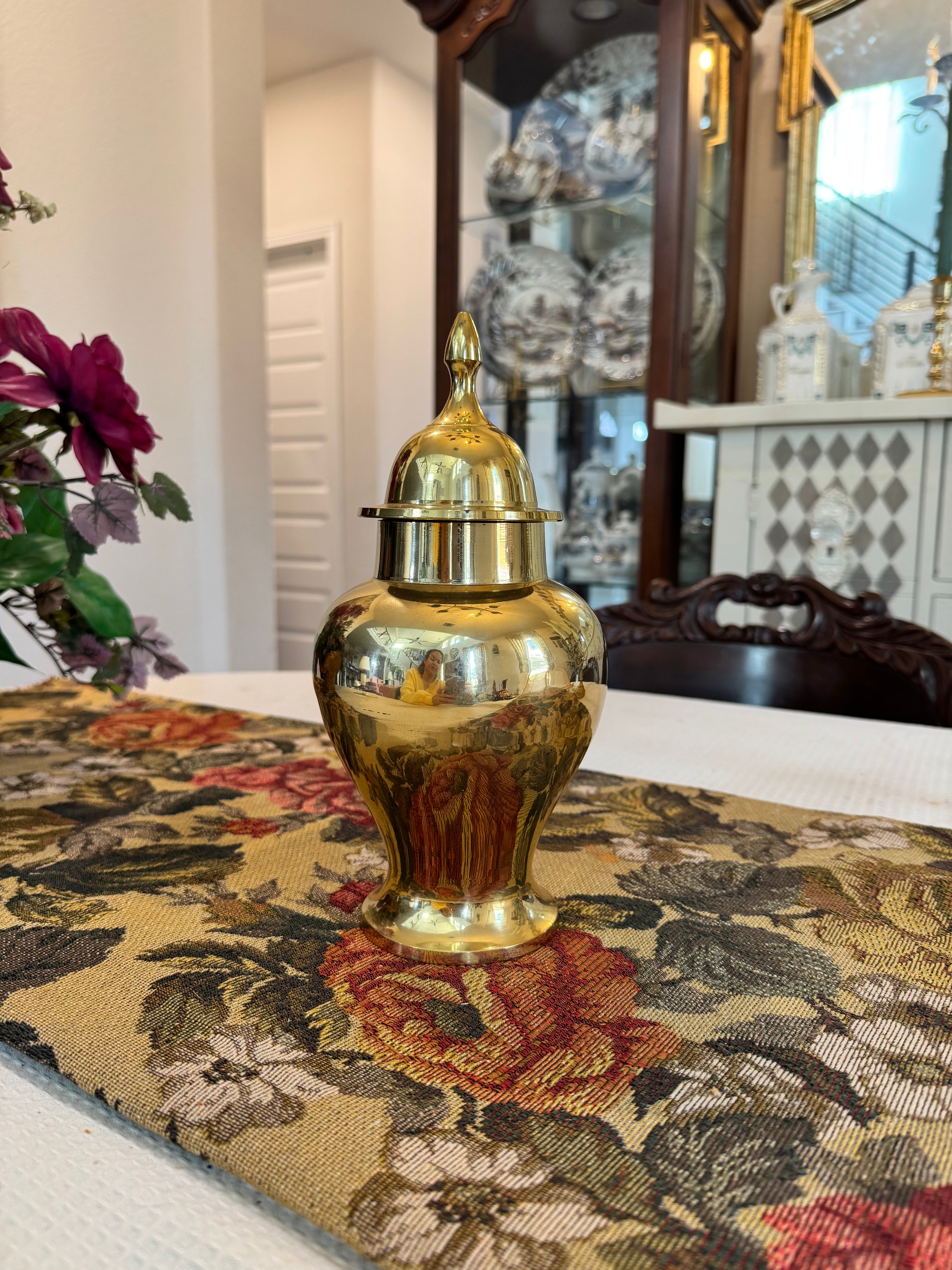 Vintage brass lidded ginger jar